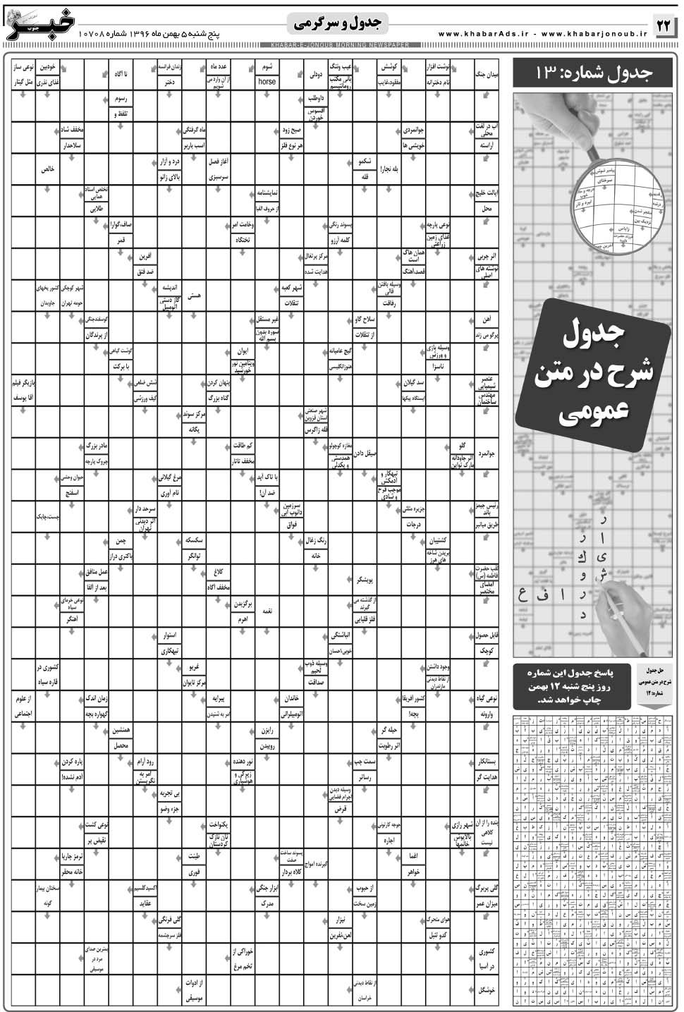 مشاهده صفحه ۲۲ روزنامه خبرجنوب تاریخ ۵ بهمن سال ۱۳۹۶