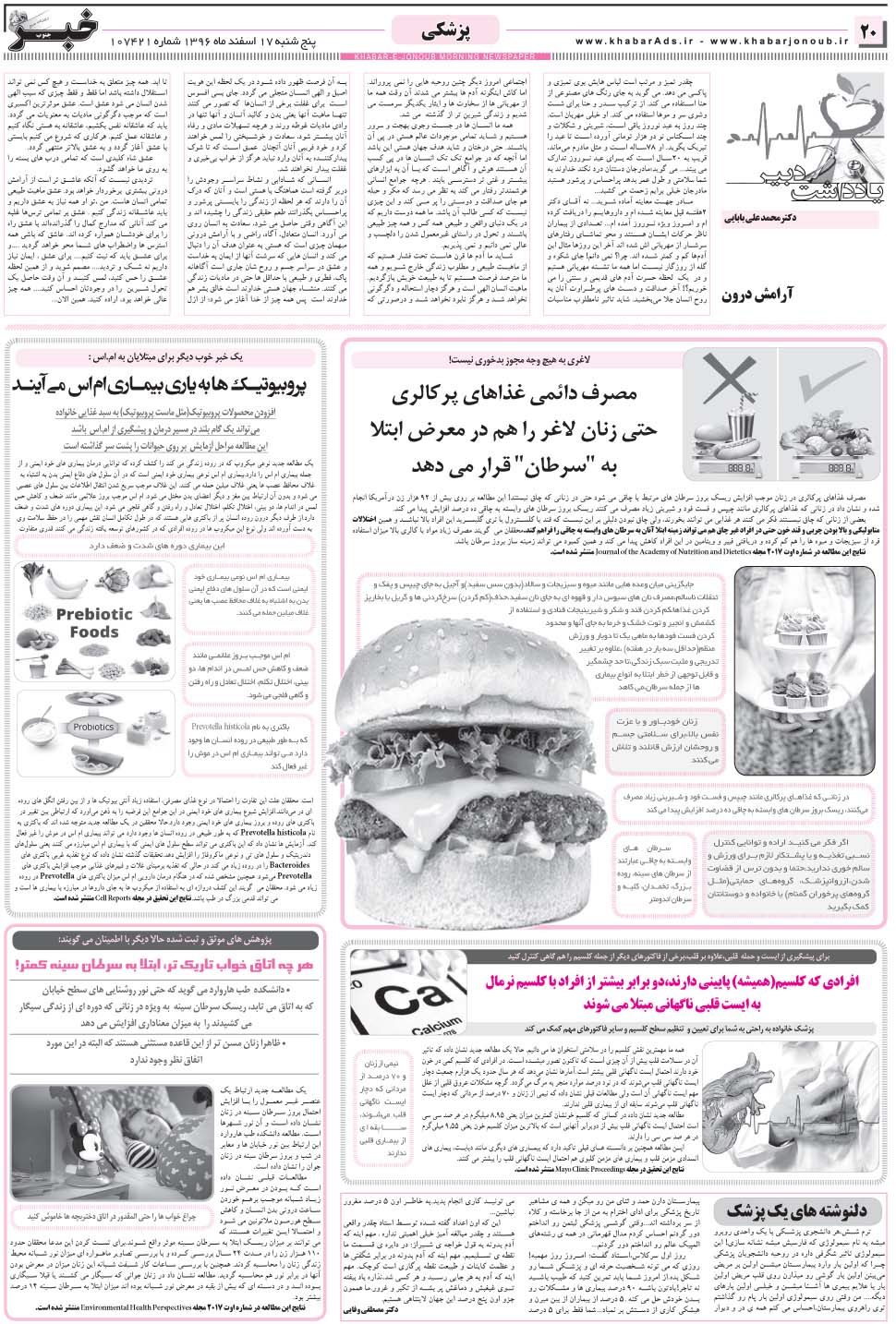 مشاهده صفحه ۲۰ روزنامه خبرجنوب تاریخ ۱۷ اسفند سال ۱۳۹۶