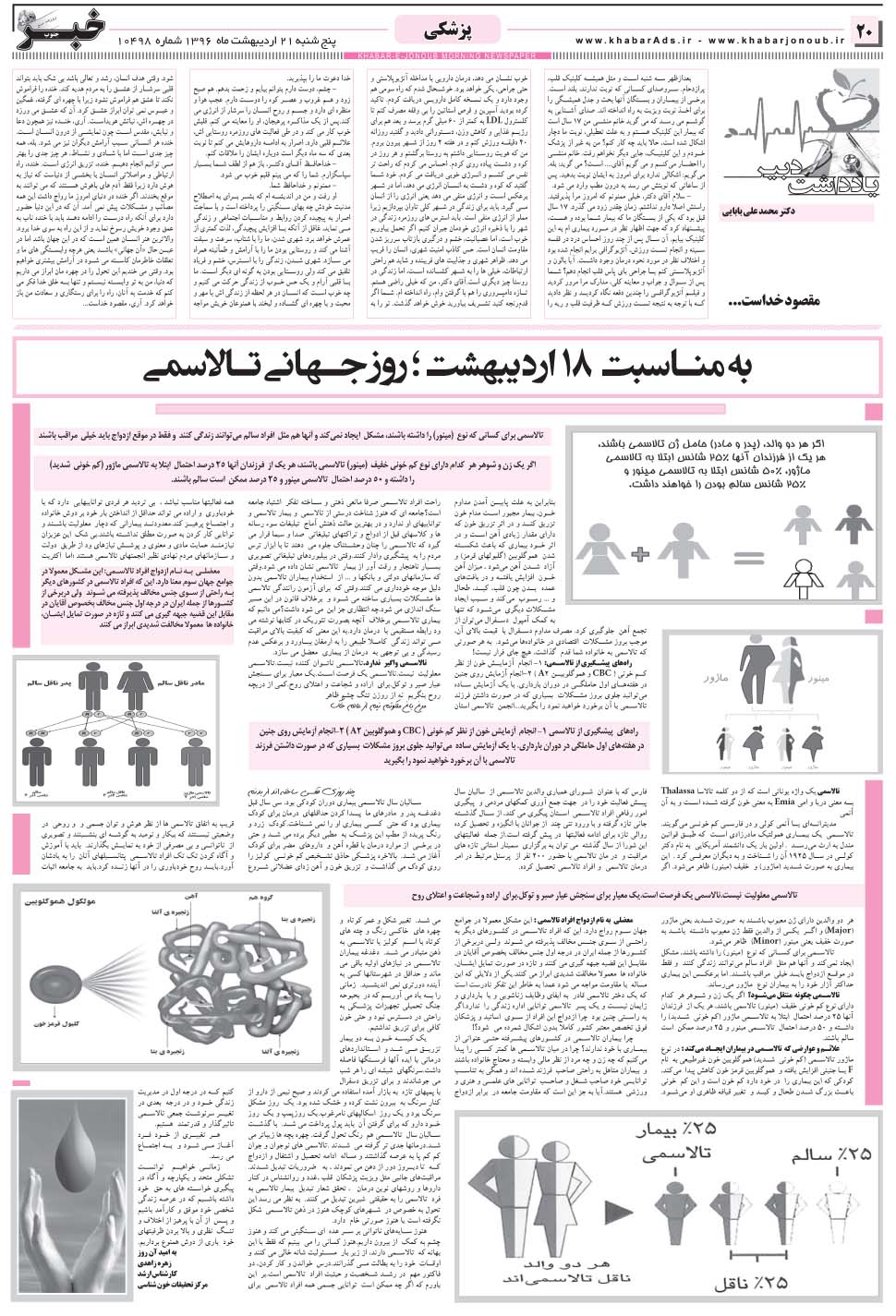 مشاهده صفحه ۲۰ روزنامه خبرجنوب تاریخ ۲۱  سال ۱۳۹۶