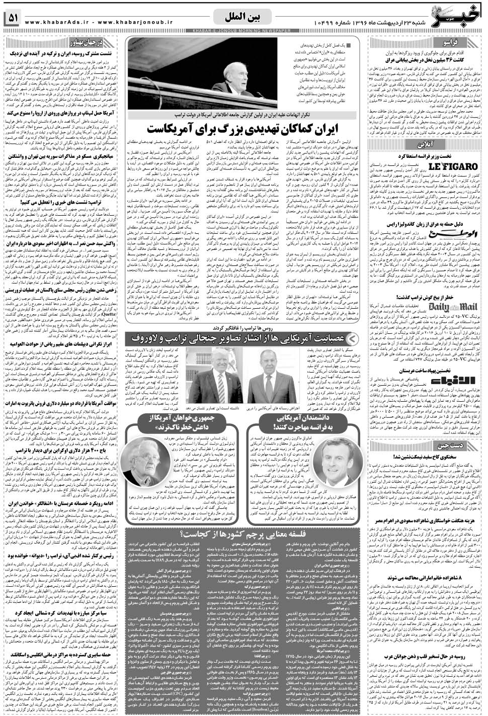 مشاهده صفحه ۵۱ روزنامه خبرجنوب تاریخ ۲۳  سال ۱۳۹۶