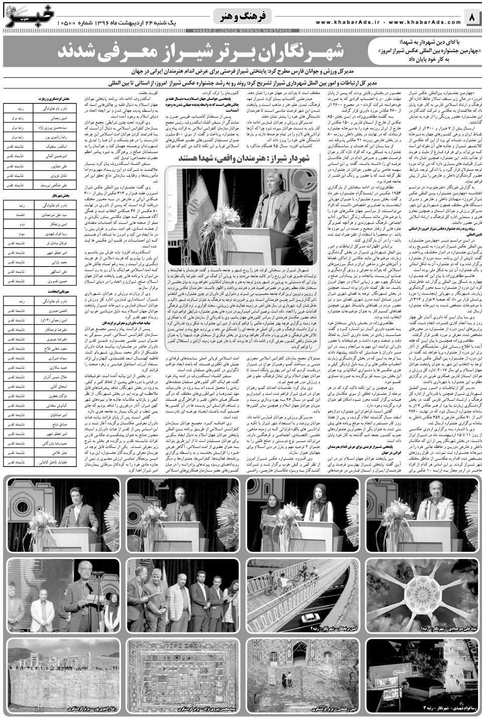 مشاهده صفحه ۸ روزنامه خبرجنوب تاریخ ۲۴  سال ۱۳۹۶