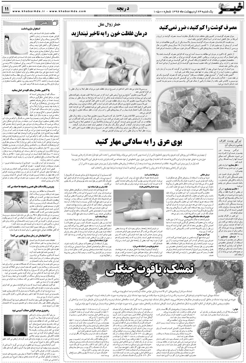 مشاهده صفحه ۱۱ روزنامه خبرجنوب تاریخ ۲۴  سال ۱۳۹۶