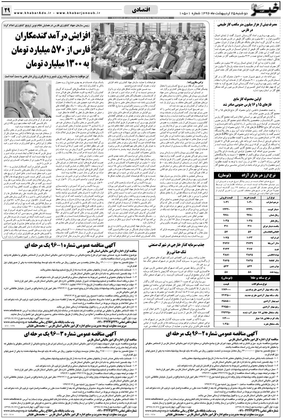 مشاهده صفحه ۲۹ روزنامه خبرجنوب تاریخ ۲۵  سال ۱۳۹۶