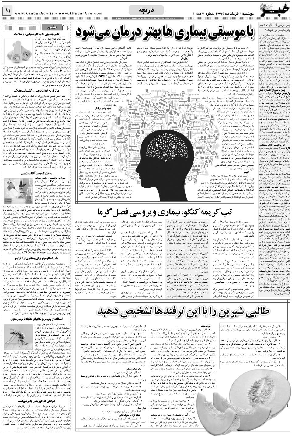 مشاهده صفحه ۱۱ روزنامه خبرجنوب تاریخ ۱  سال ۱۳۹۶