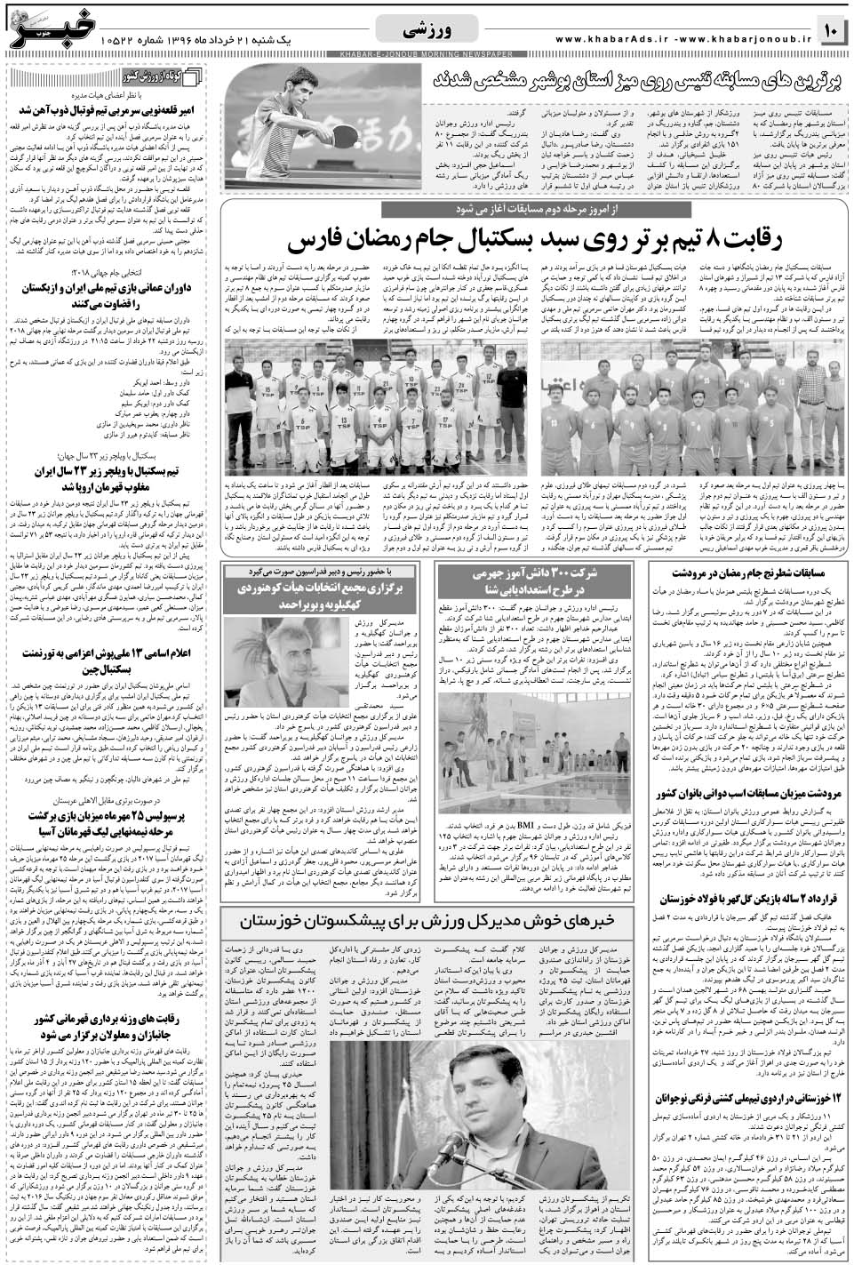 مشاهده صفحه ۱۰ روزنامه خبرجنوب تاریخ ۲۱  سال ۱۳۹۶