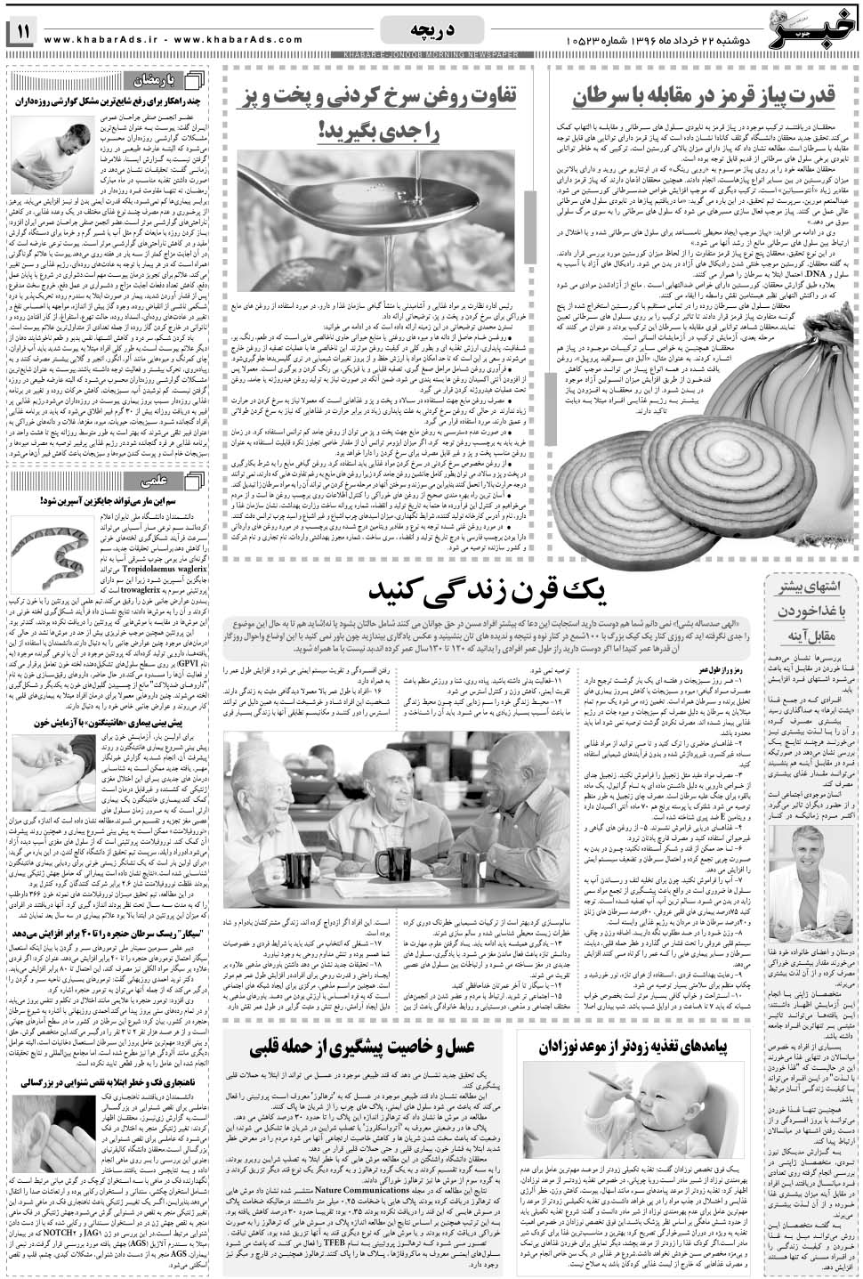 مشاهده صفحه ۱۱ روزنامه خبرجنوب تاریخ ۲۲  سال ۱۳۹۶