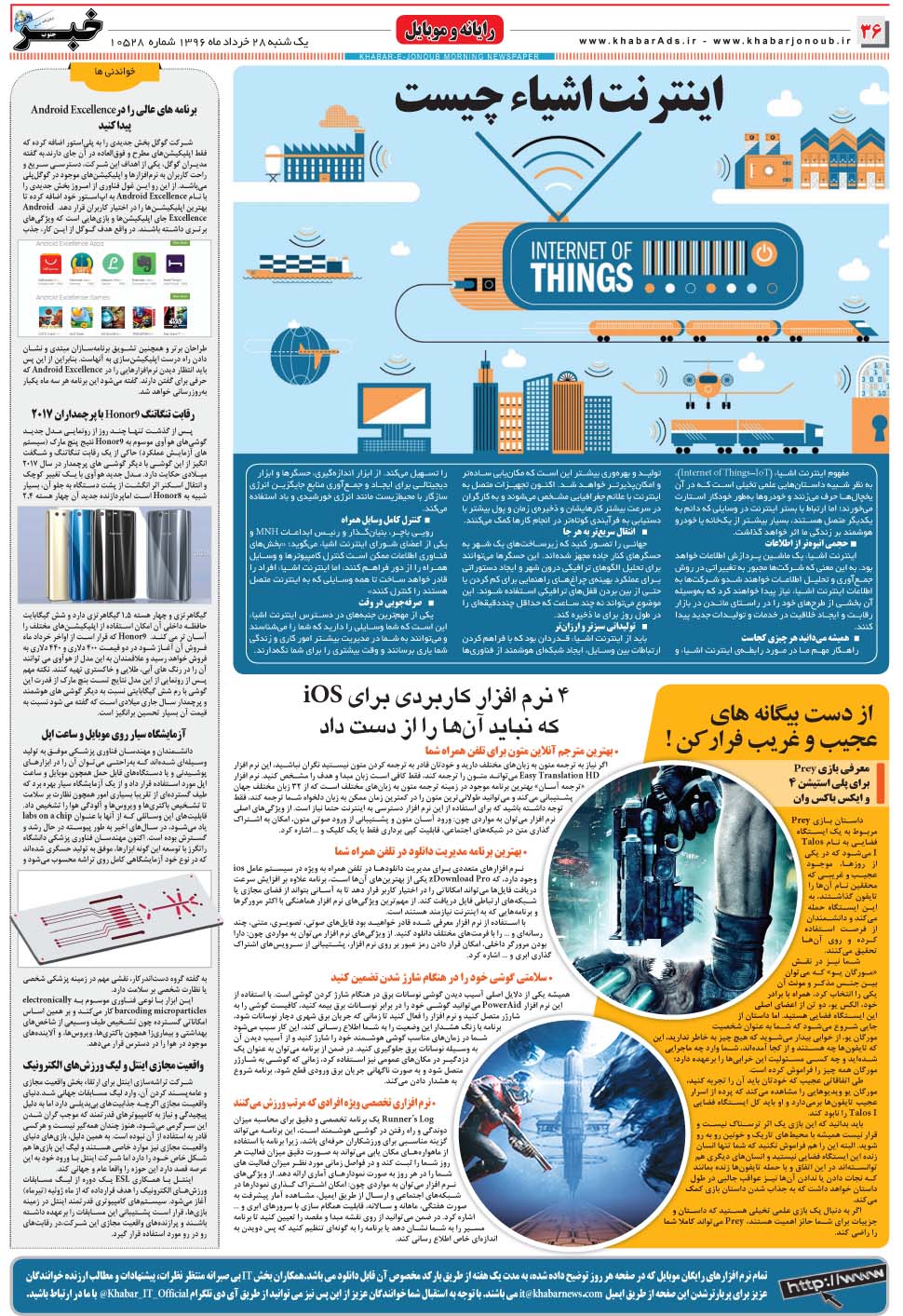 مشاهده صفحه ۳۶ روزنامه خبرجنوب تاریخ ۲۸  سال ۱۳۹۶