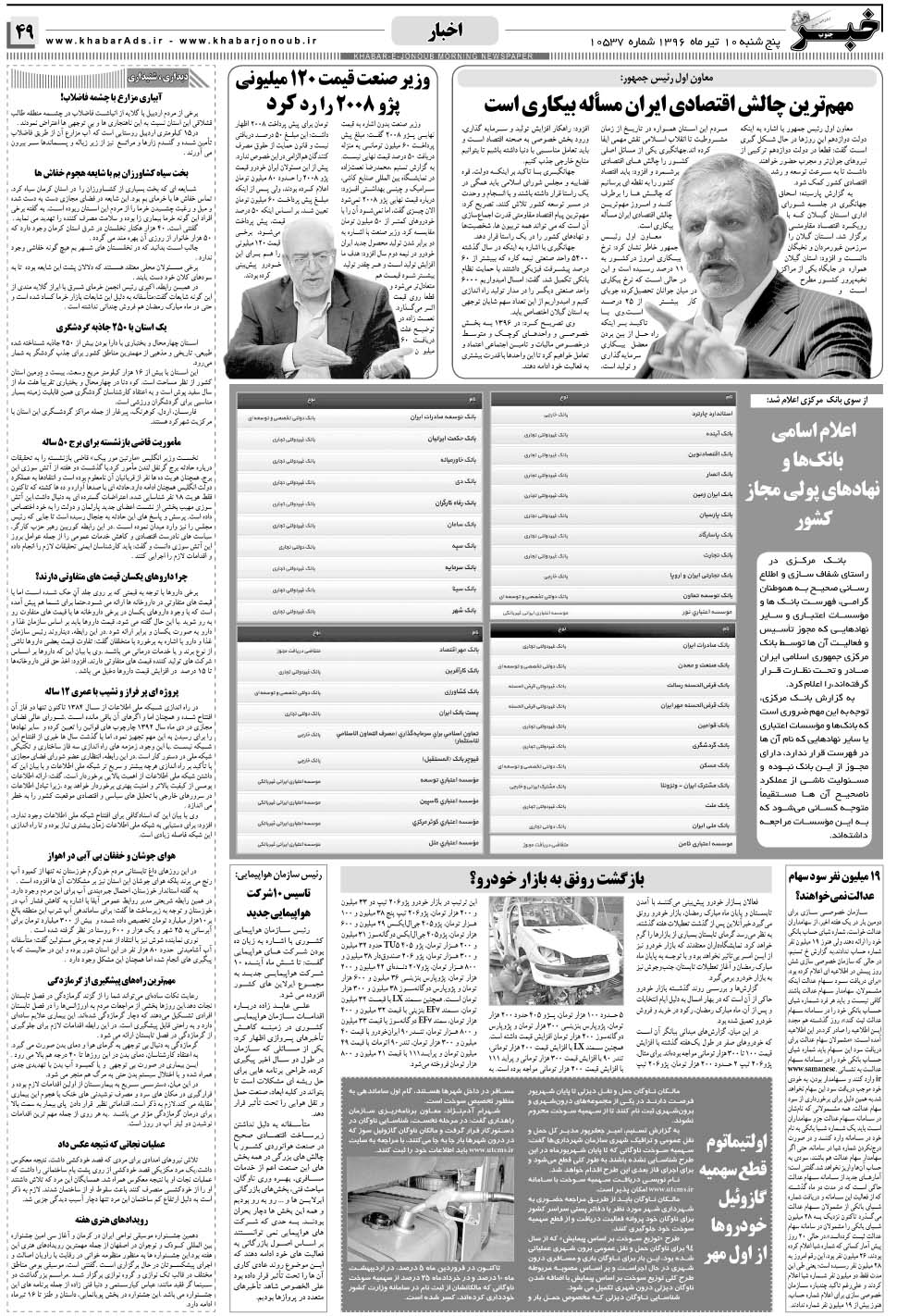 مشاهده صفحه ۴۹ روزنامه خبرجنوب تاریخ ۱۰  سال ۱۳۹۶