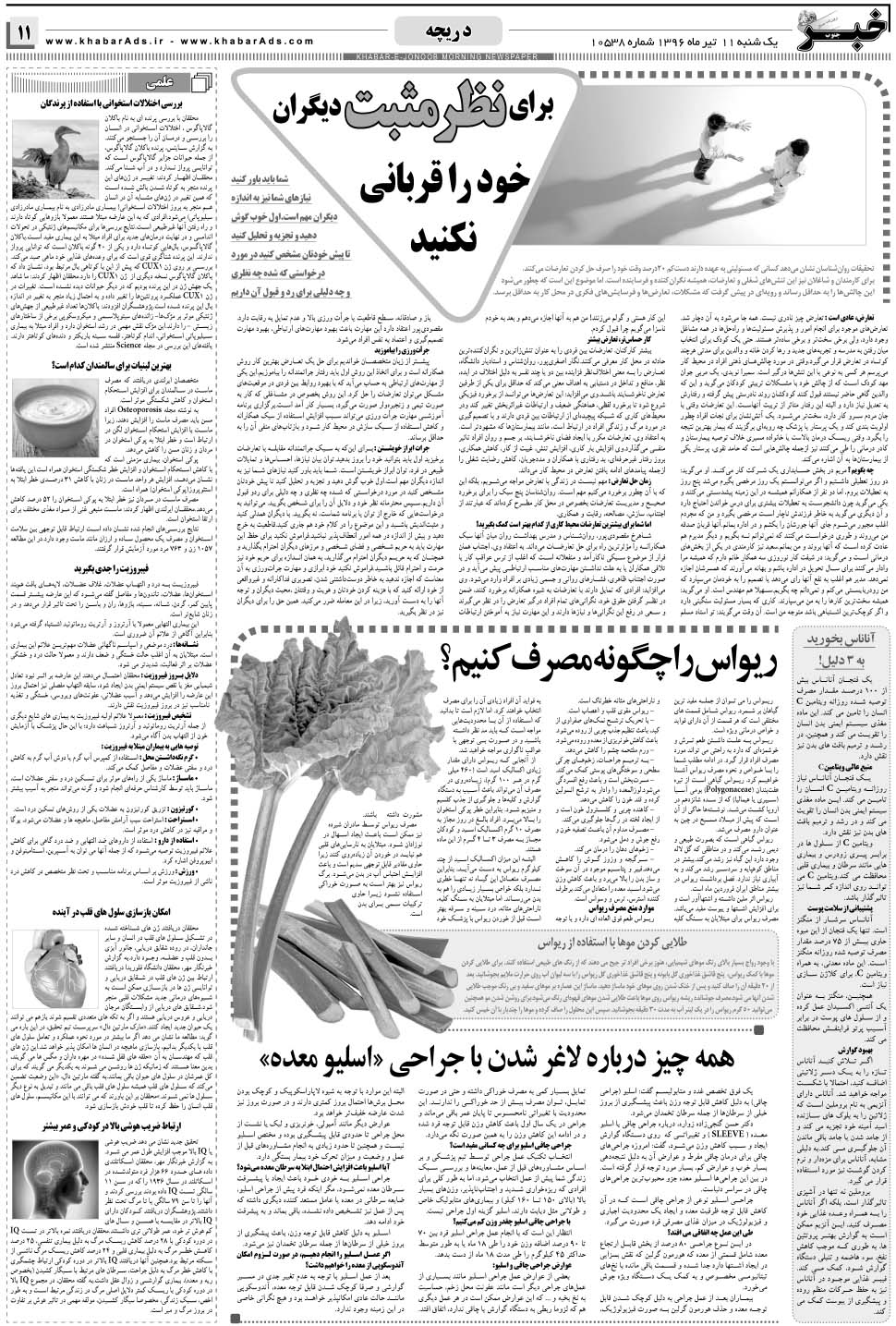 مشاهده صفحه ۱۱ روزنامه خبرجنوب تاریخ ۱۱  سال ۱۳۹۶