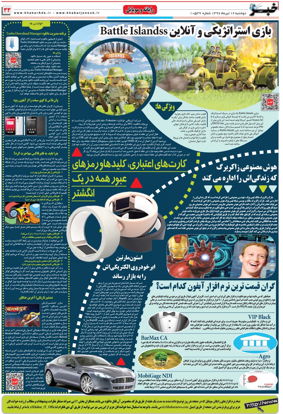 مشاهده صفحه ۳۳ روزنامه خبرجنوب تاریخ ۱۲  سال ۱۳۹۶