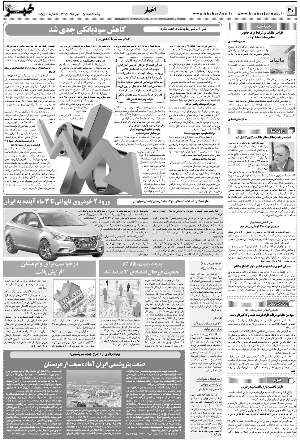 مشاهده صفحه ۳۰ روزنامه خبرجنوب تاریخ ۲۵  سال ۱۳۹۶