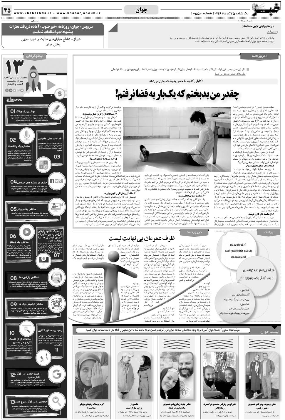 مشاهده صفحه ۳۵ روزنامه خبرجنوب تاریخ ۲۵  سال ۱۳۹۶