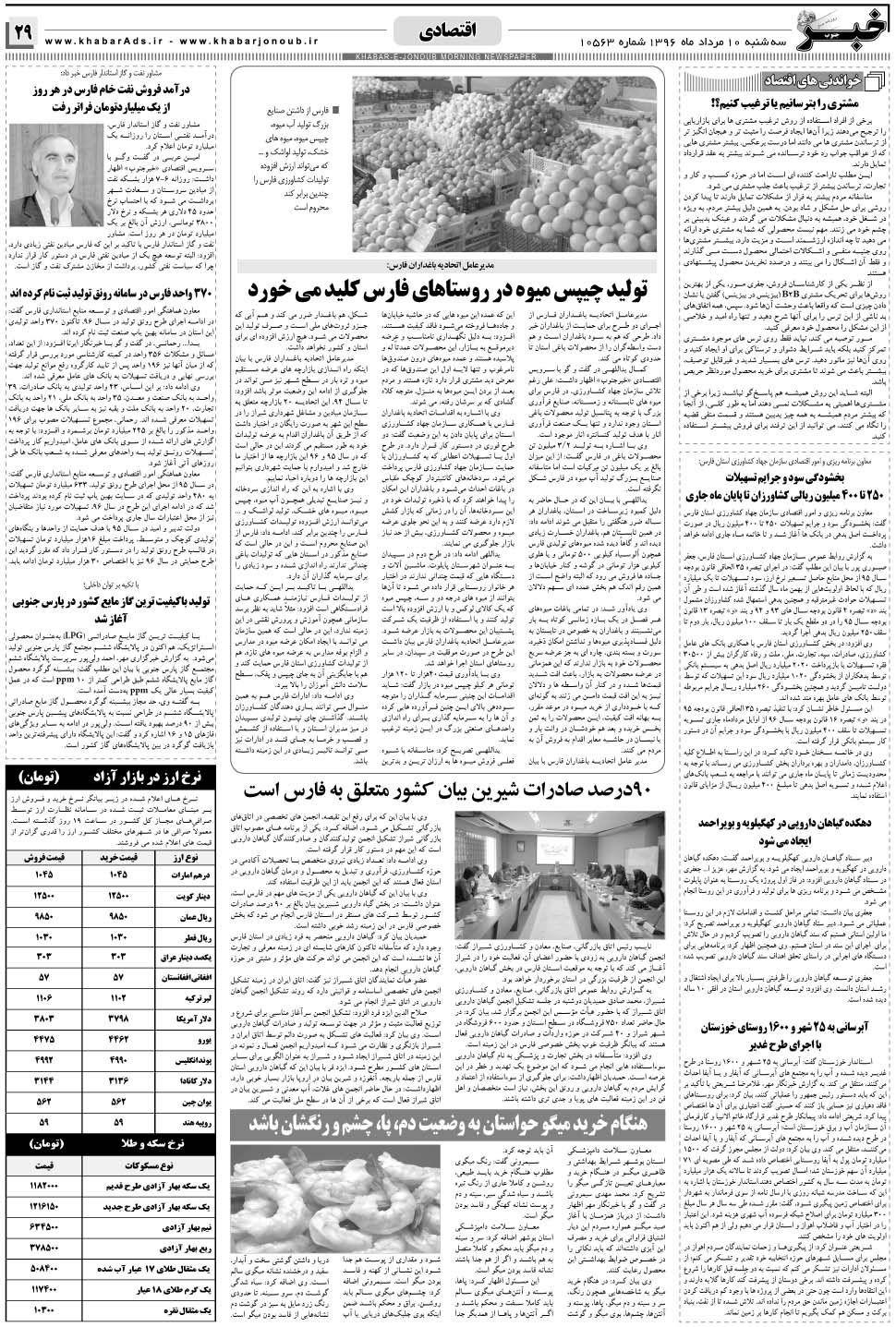 مشاهده صفحه ۲۹ روزنامه خبرجنوب تاریخ ۱۰  سال ۱۳۹۶