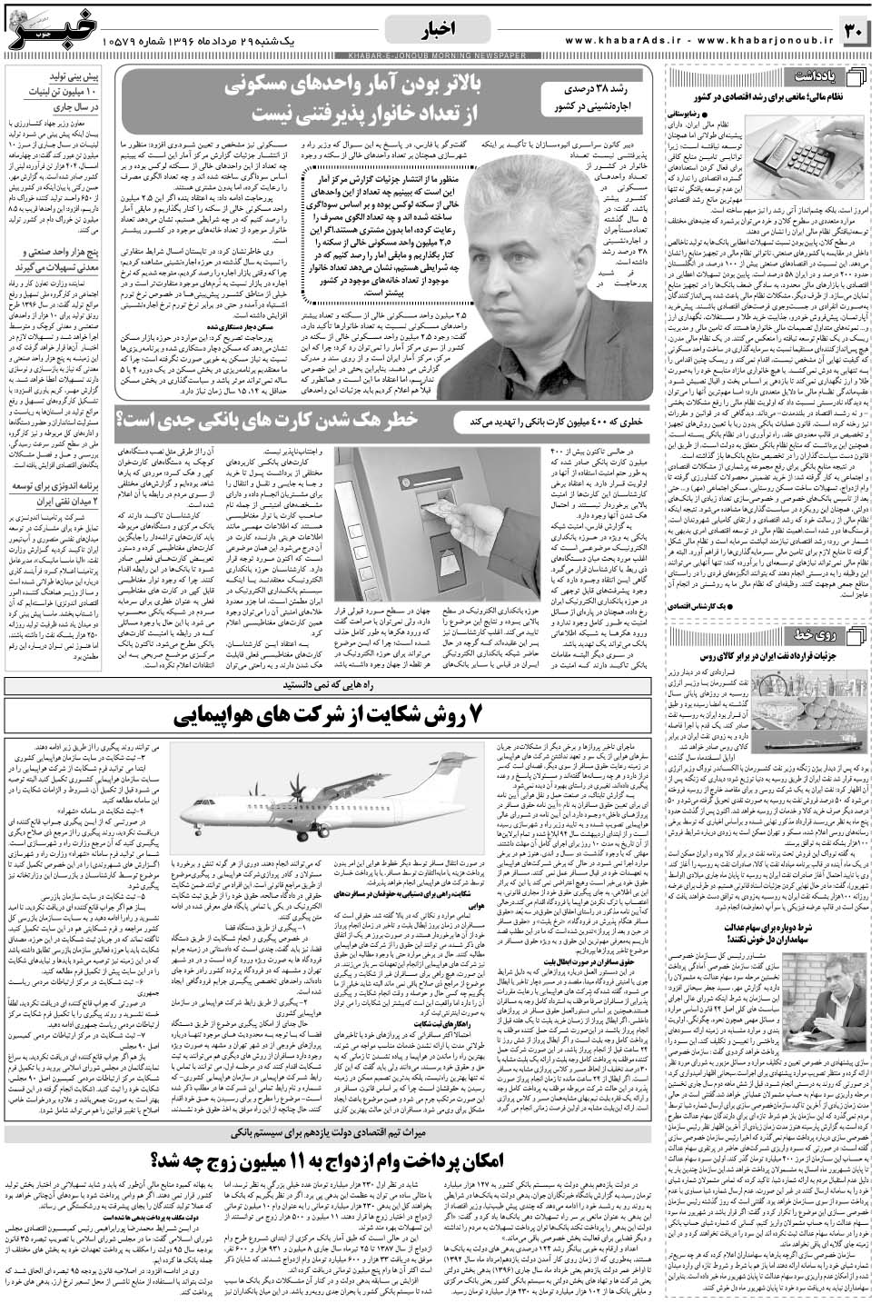 مشاهده صفحه ۳۰ روزنامه خبرجنوب تاریخ ۲۹  سال ۱۳۹۶