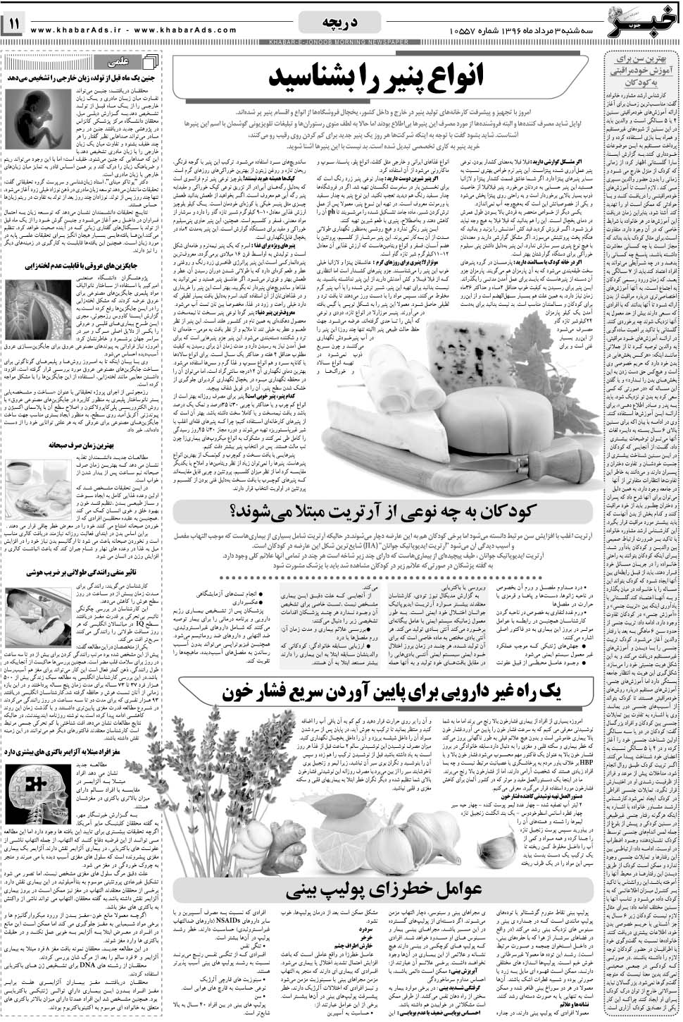 مشاهده صفحه ۱۱ روزنامه خبرجنوب تاریخ ۳  سال ۱۳۹۶