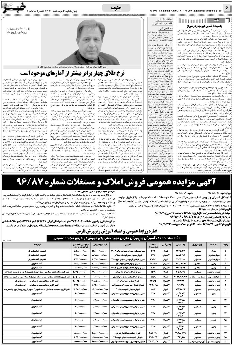 مشاهده صفحه ۶ روزنامه خبرجنوب تاریخ ۴  سال ۱۳۹۶