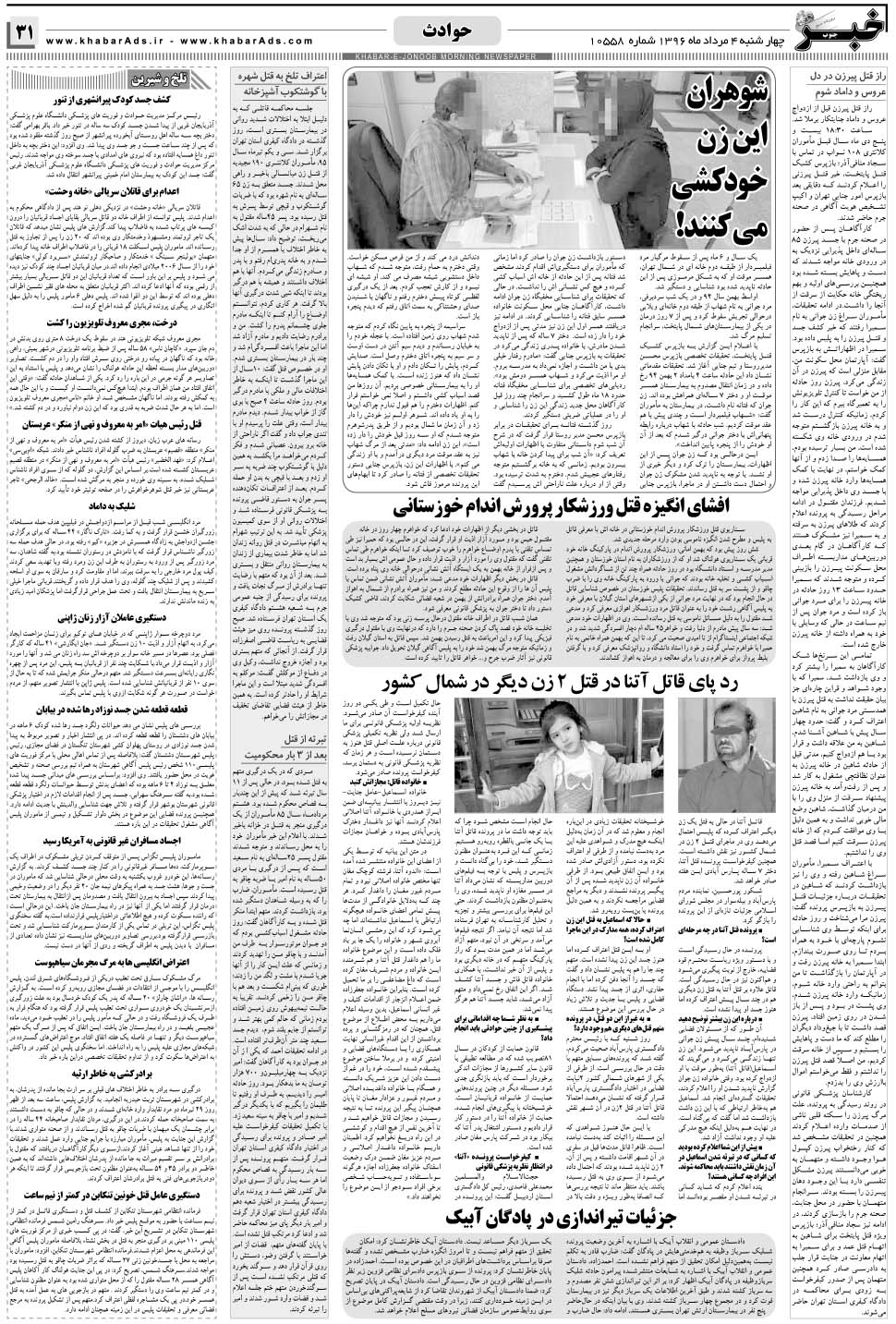 مشاهده صفحه ۳۱ روزنامه خبرجنوب تاریخ ۴  سال ۱۳۹۶