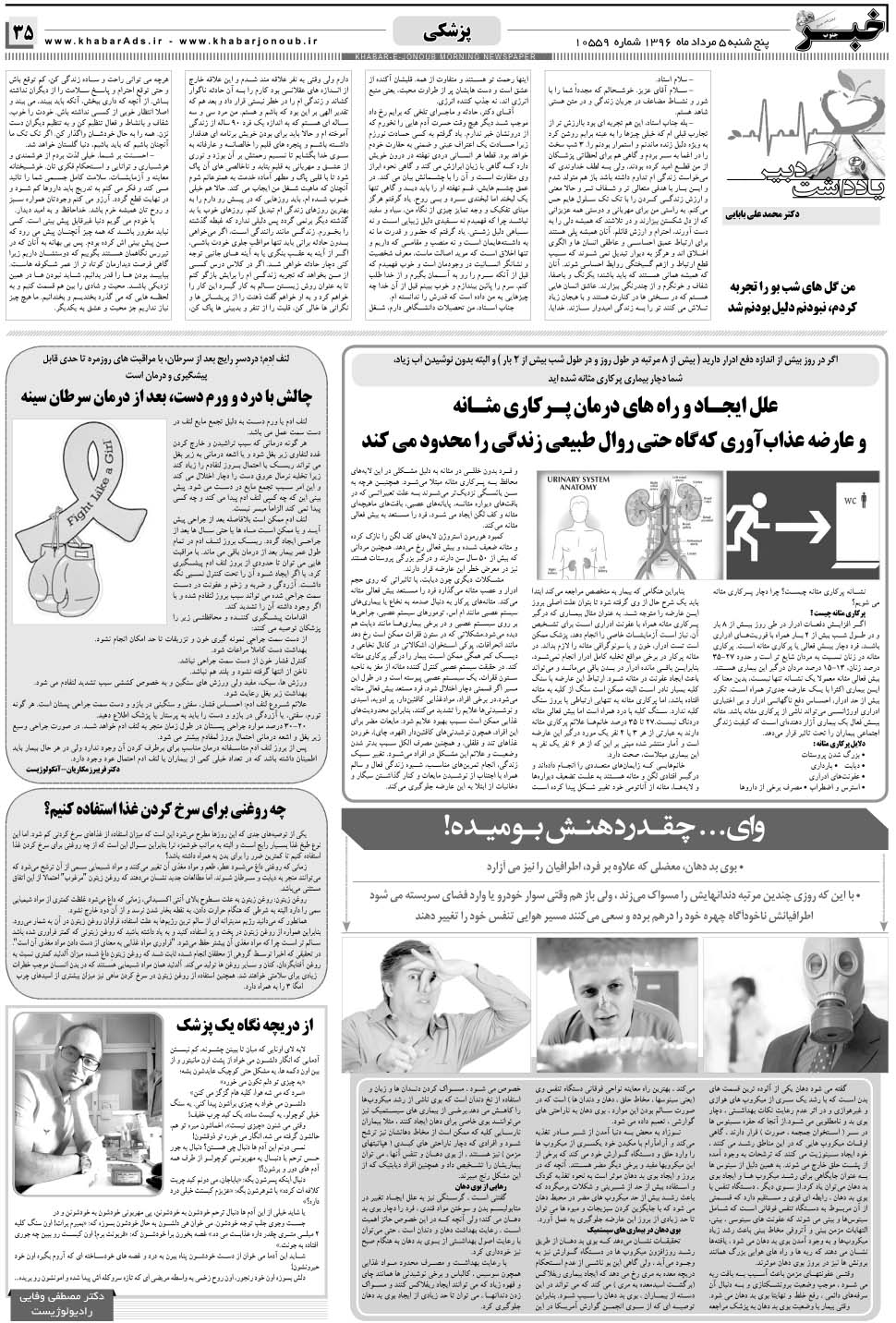 مشاهده صفحه ۳۵ روزنامه خبرجنوب تاریخ ۵  سال ۱۳۹۶