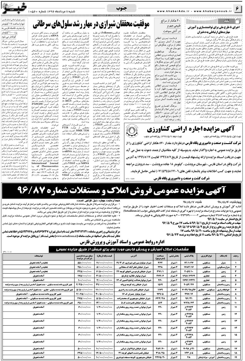 مشاهده صفحه ۶ روزنامه خبرجنوب تاریخ ۷  سال ۱۳۹۶
