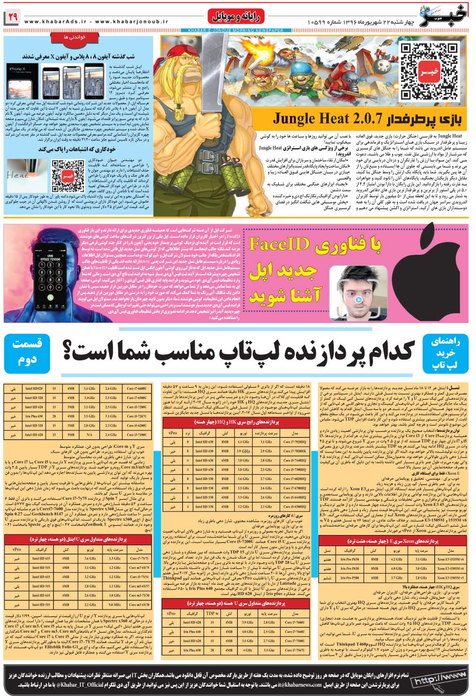 مشاهده صفحه ۲۹ روزنامه خبرجنوب تاریخ ۲۲  سال ۱۳۹۶