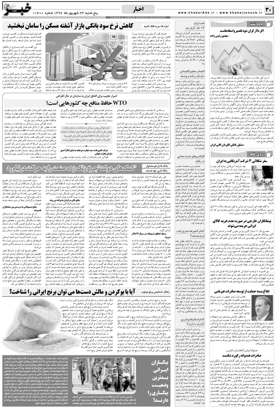 مشاهده صفحه ۳۰ روزنامه خبرجنوب تاریخ ۲۳  سال ۱۳۹۶