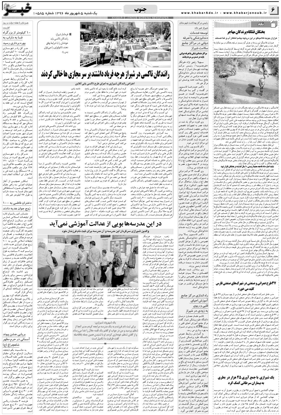 مشاهده صفحه ۶ روزنامه خبرجنوب تاریخ ۵  سال ۱۳۹۶