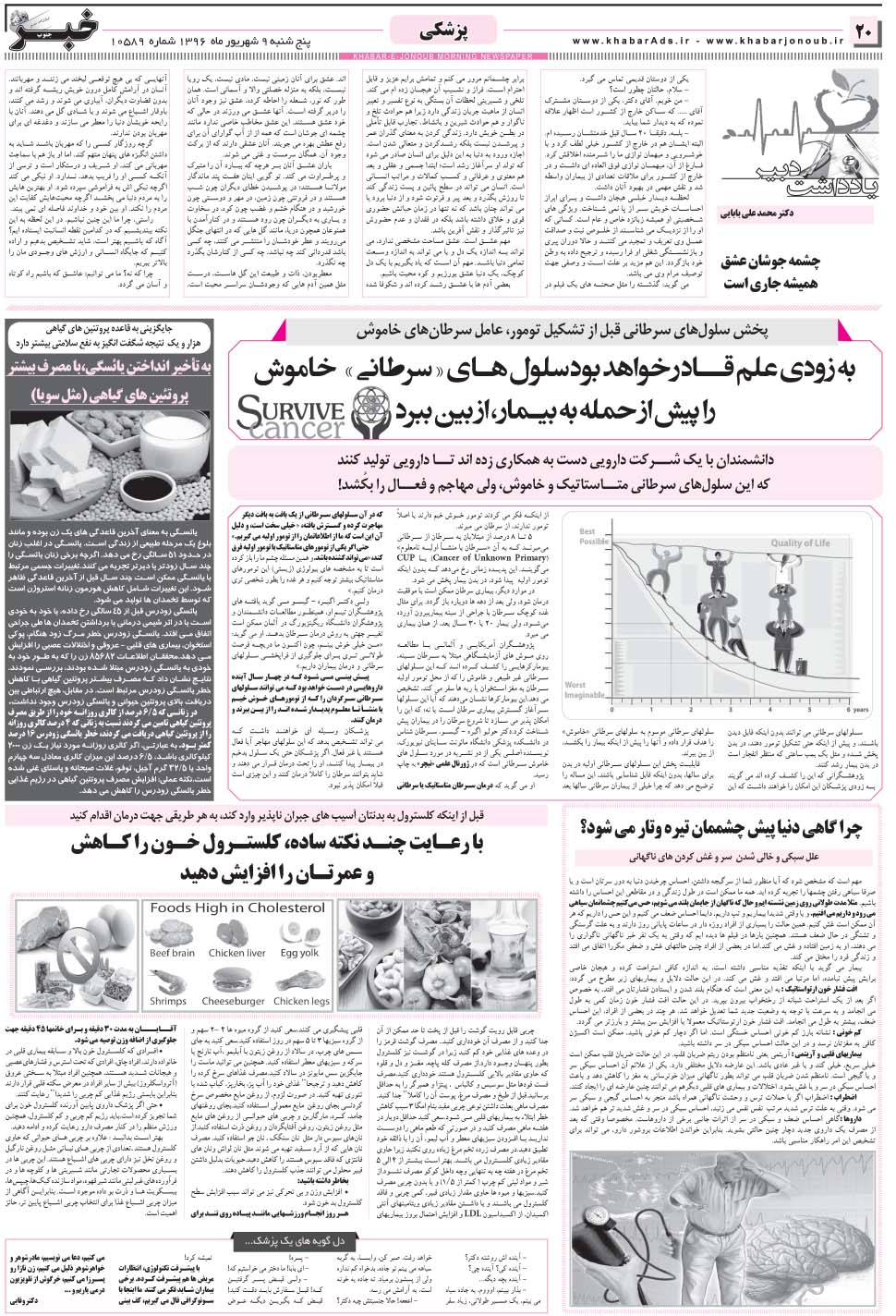 مشاهده صفحه ۲۰ روزنامه خبرجنوب تاریخ ۹  سال ۱۳۹۶