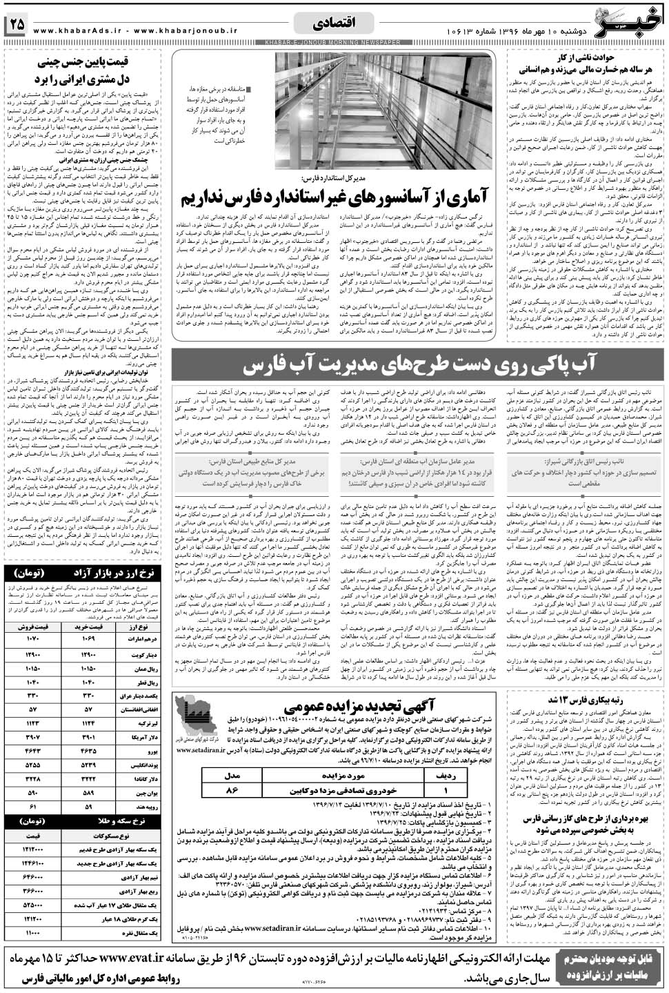مشاهده صفحه ۲۵ روزنامه خبرجنوب تاریخ ۱۰  سال ۱۳۹۶