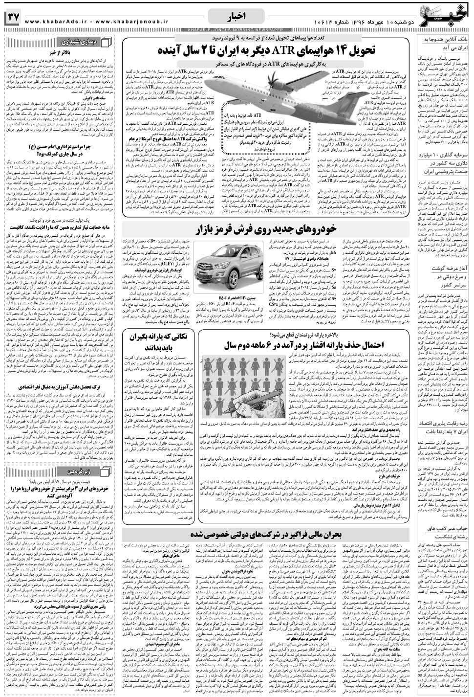 مشاهده صفحه ۳۷ روزنامه خبرجنوب تاریخ ۱۰  سال ۱۳۹۶