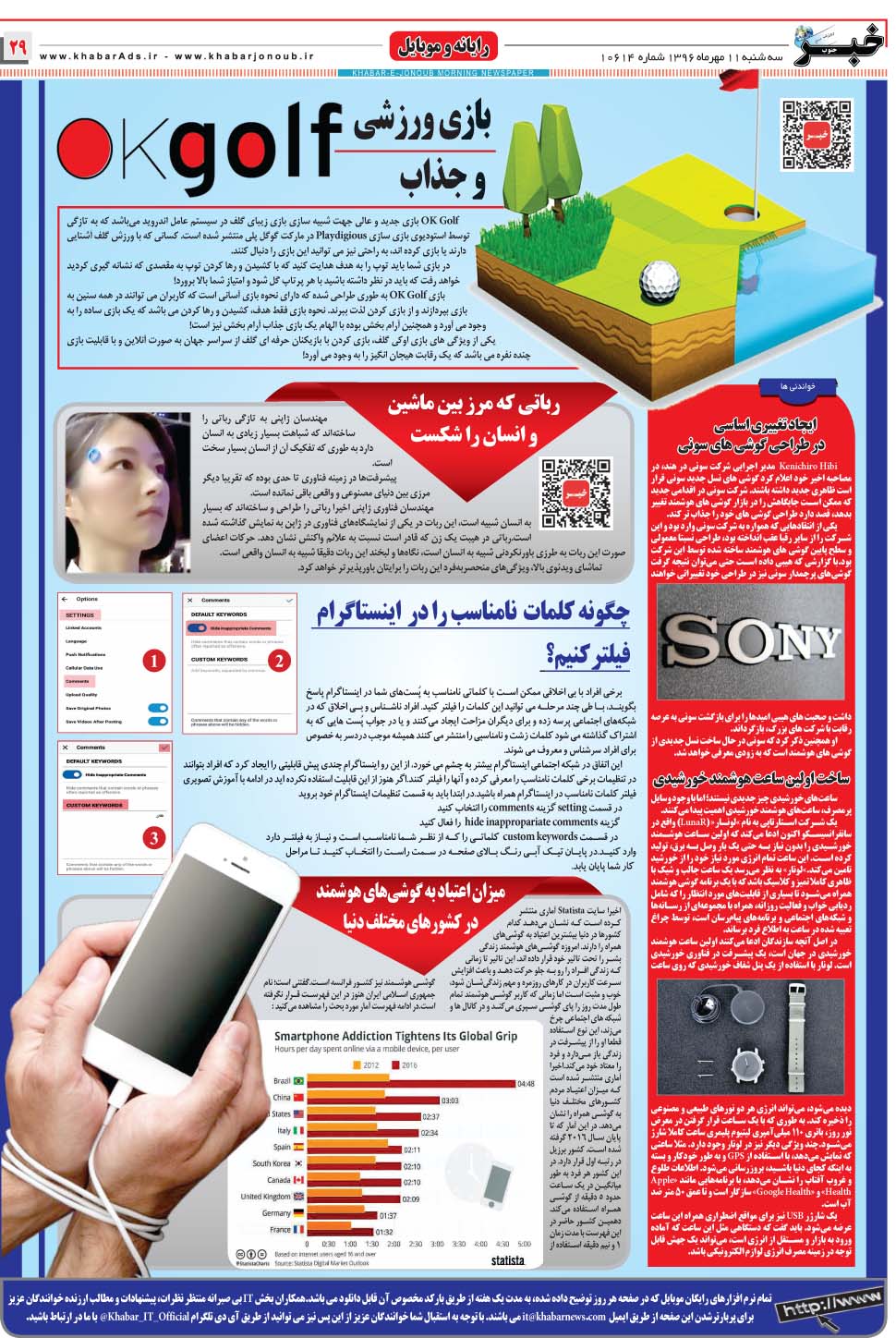 مشاهده صفحه ۲۹ روزنامه خبرجنوب تاریخ ۱۱  سال ۱۳۹۶