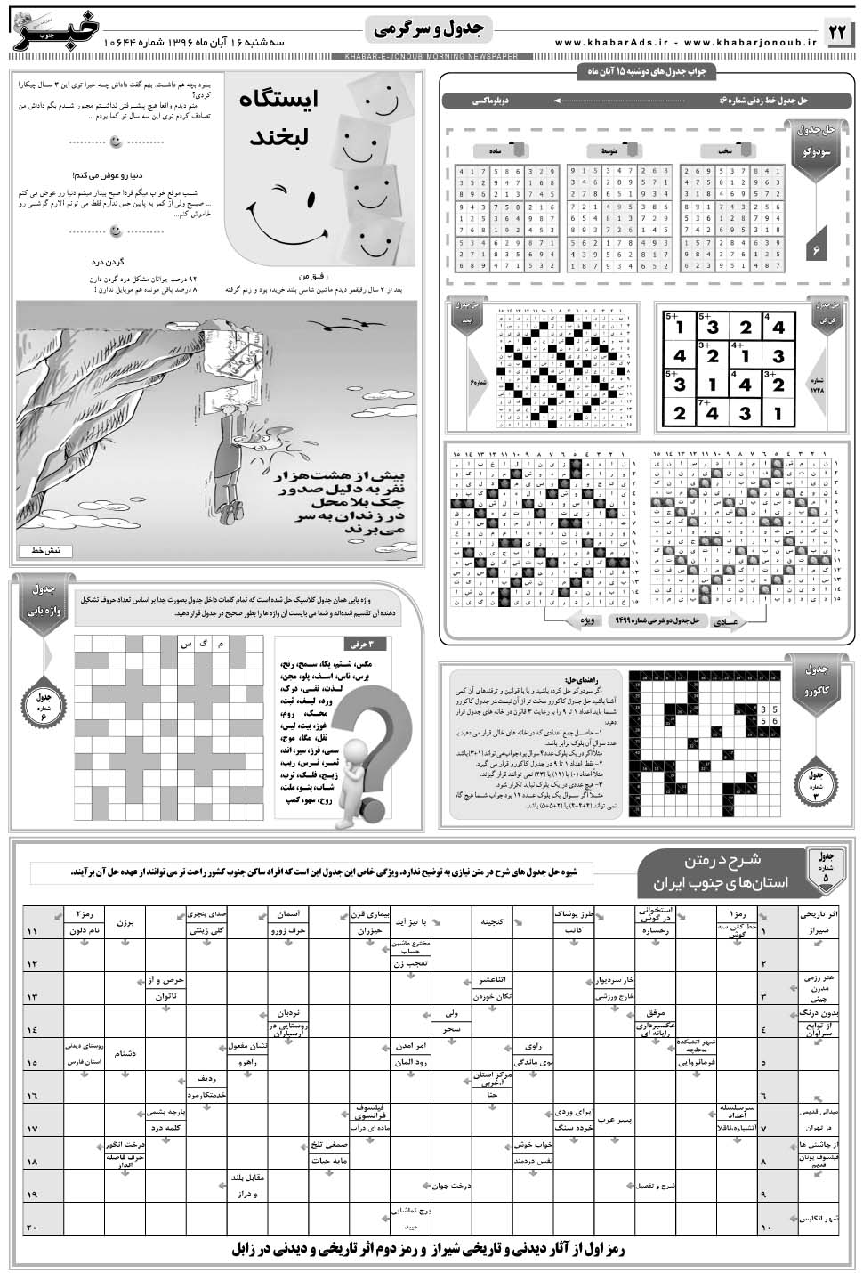 مشاهده صفحه ۲۲ روزنامه خبرجنوب تاریخ ۱۶  سال ۱۳۹۶