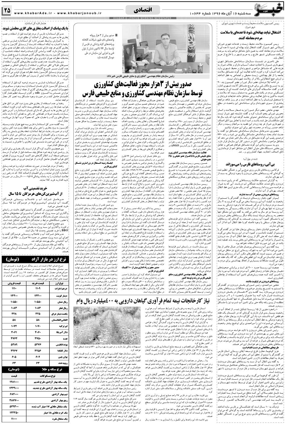 مشاهده صفحه ۲۵ روزنامه خبرجنوب تاریخ ۱۶  سال ۱۳۹۶