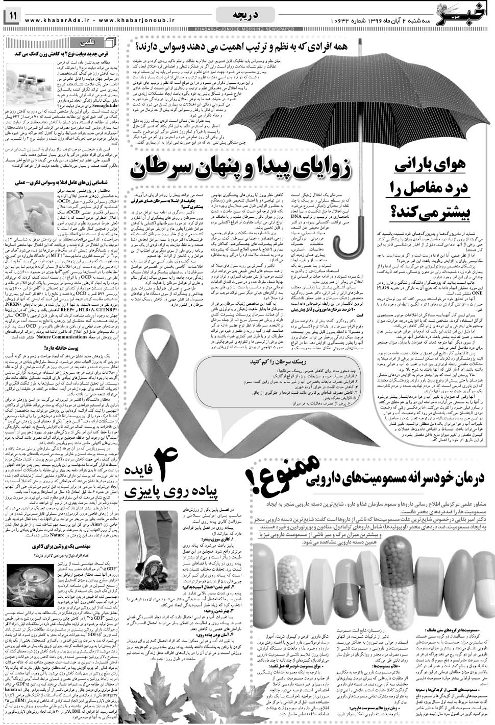 مشاهده صفحه ۱۱ روزنامه خبرجنوب تاریخ ۲  سال ۱۳۹۶