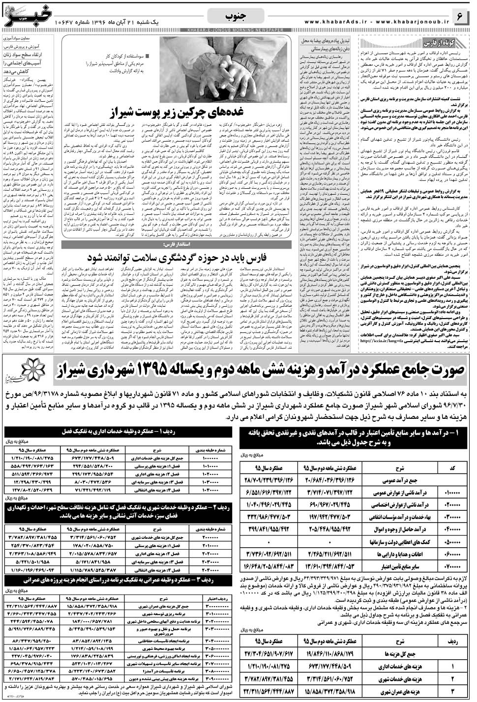 مشاهده صفحه ۶ روزنامه خبرجنوب تاریخ ۲۱  سال ۱۳۹۶