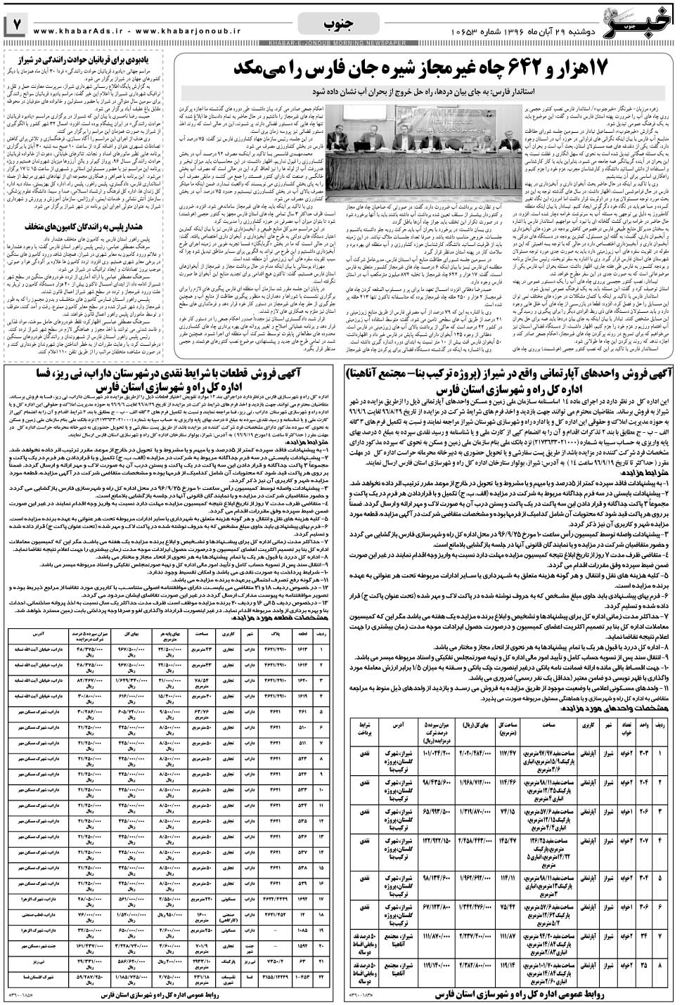 مشاهده صفحه ۷ روزنامه خبرجنوب تاریخ ۲۹  سال ۱۳۹۶