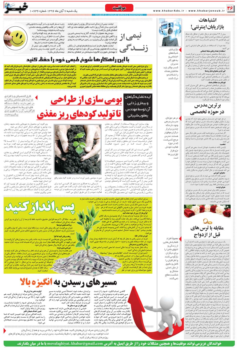 مشاهده صفحه ۳۶ روزنامه خبرجنوب تاریخ ۷  سال ۱۳۹۶
