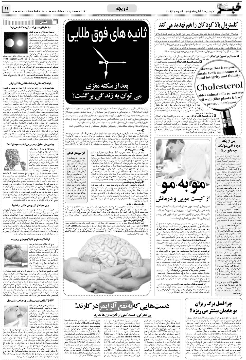 مشاهده صفحه ۱۱ روزنامه خبرجنوب تاریخ ۸  سال ۱۳۹۶