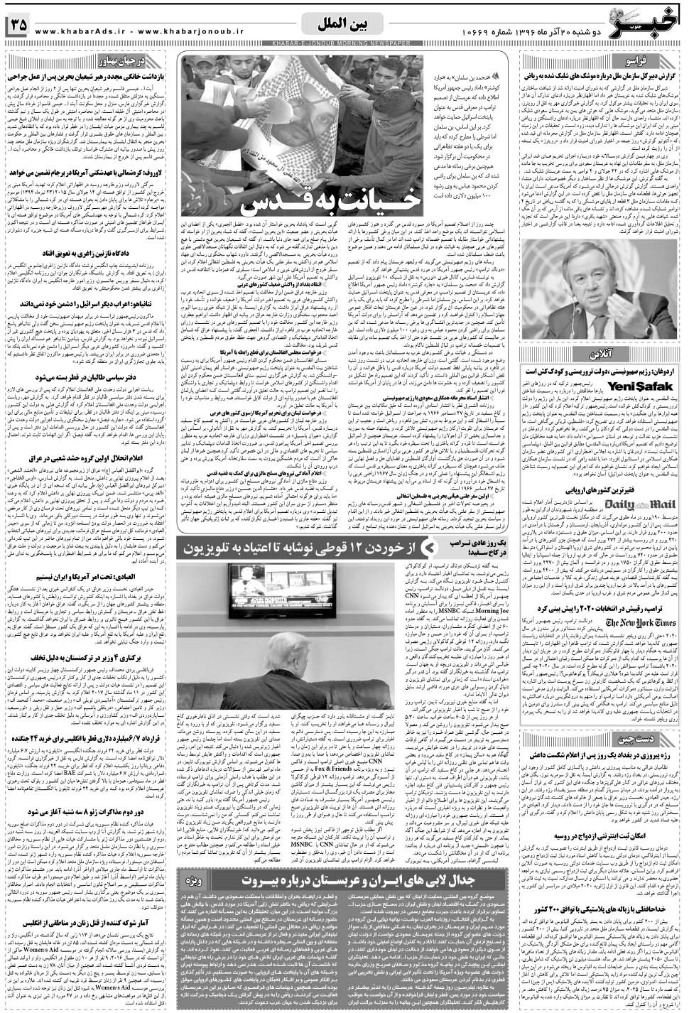 مشاهده صفحه ۳۵ روزنامه خبرجنوب تاریخ ۲۰  سال ۱۳۹۶