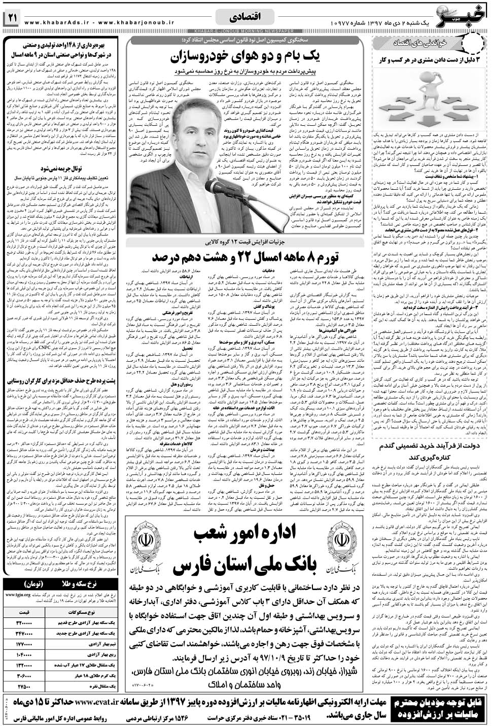 مشاهده صفحه ۲۱ روزنامه خبرجنوب تاریخ ۲ دی سال ۱۳۹۷