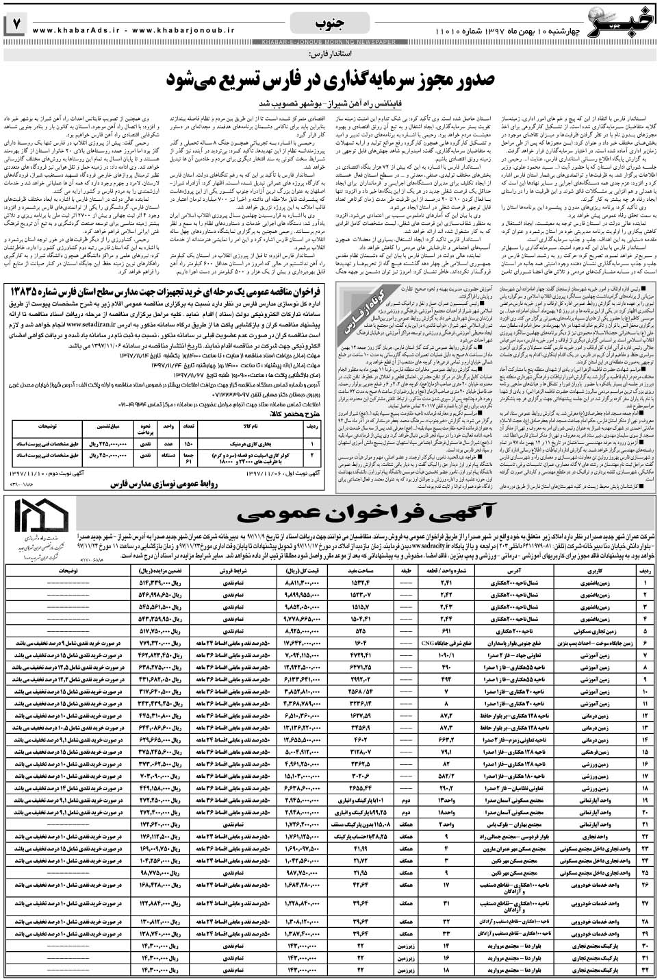 مشاهده صفحه ۷ روزنامه خبرجنوب تاریخ ۱۰ بهمن سال ۱۳۹۷