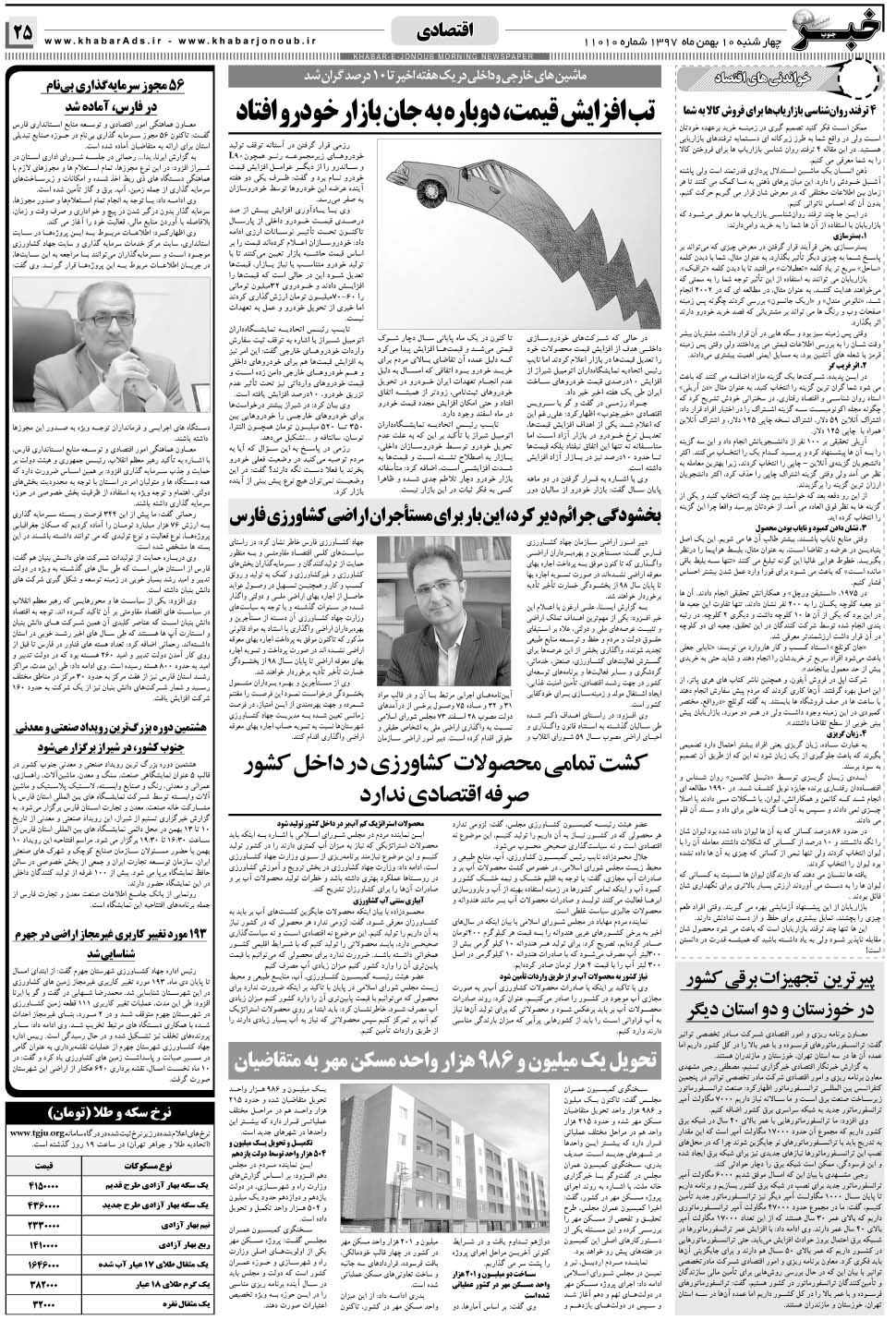 مشاهده صفحه ۲۵ روزنامه خبرجنوب تاریخ ۱۰ بهمن سال ۱۳۹۷