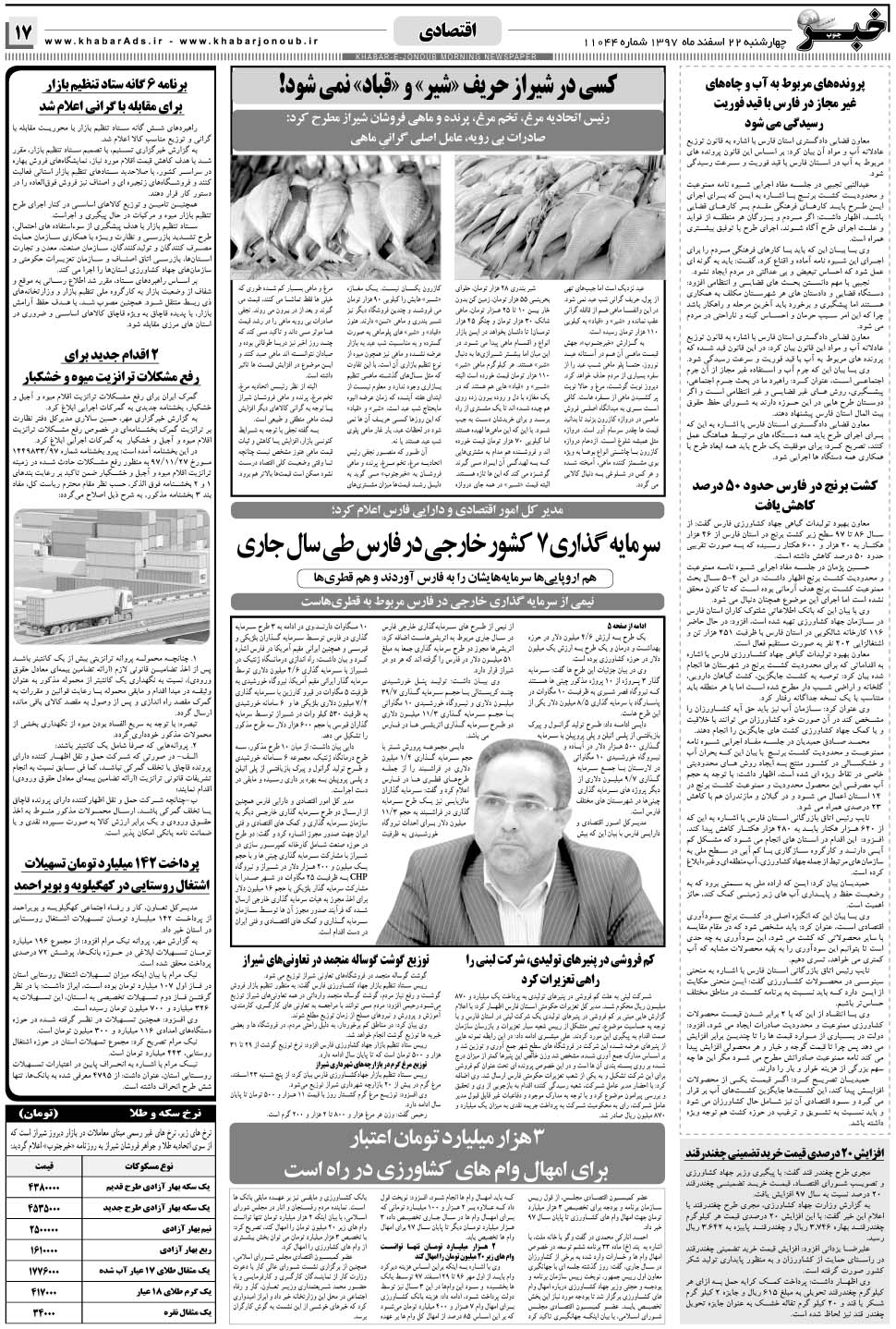 مشاهده صفحه ۱۷ روزنامه خبرجنوب تاریخ ۲۲ اسفند سال ۱۳۹۷
