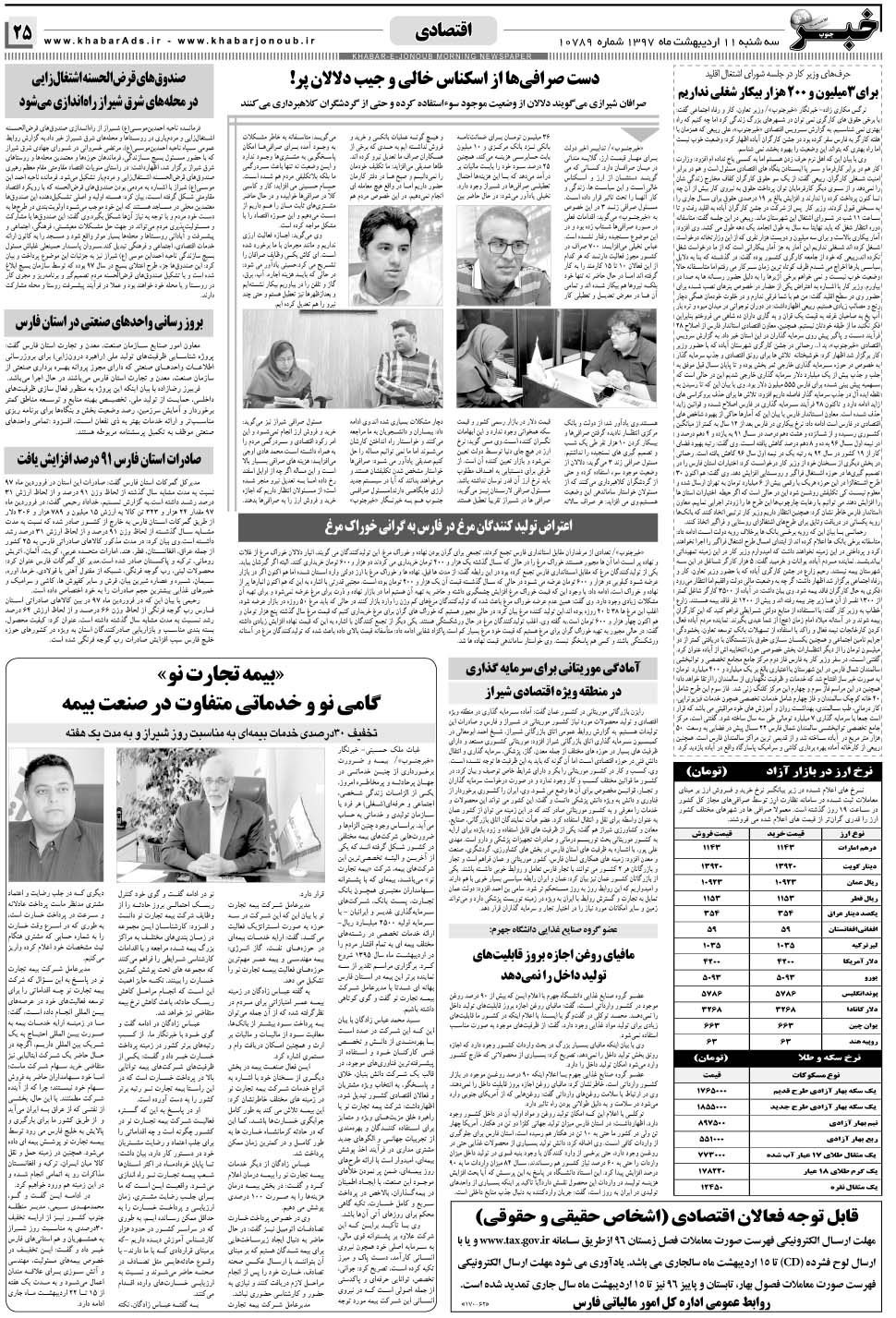 مشاهده صفحه ۲۵ روزنامه خبرجنوب تاریخ ۱۱  سال ۱۳۹۷
