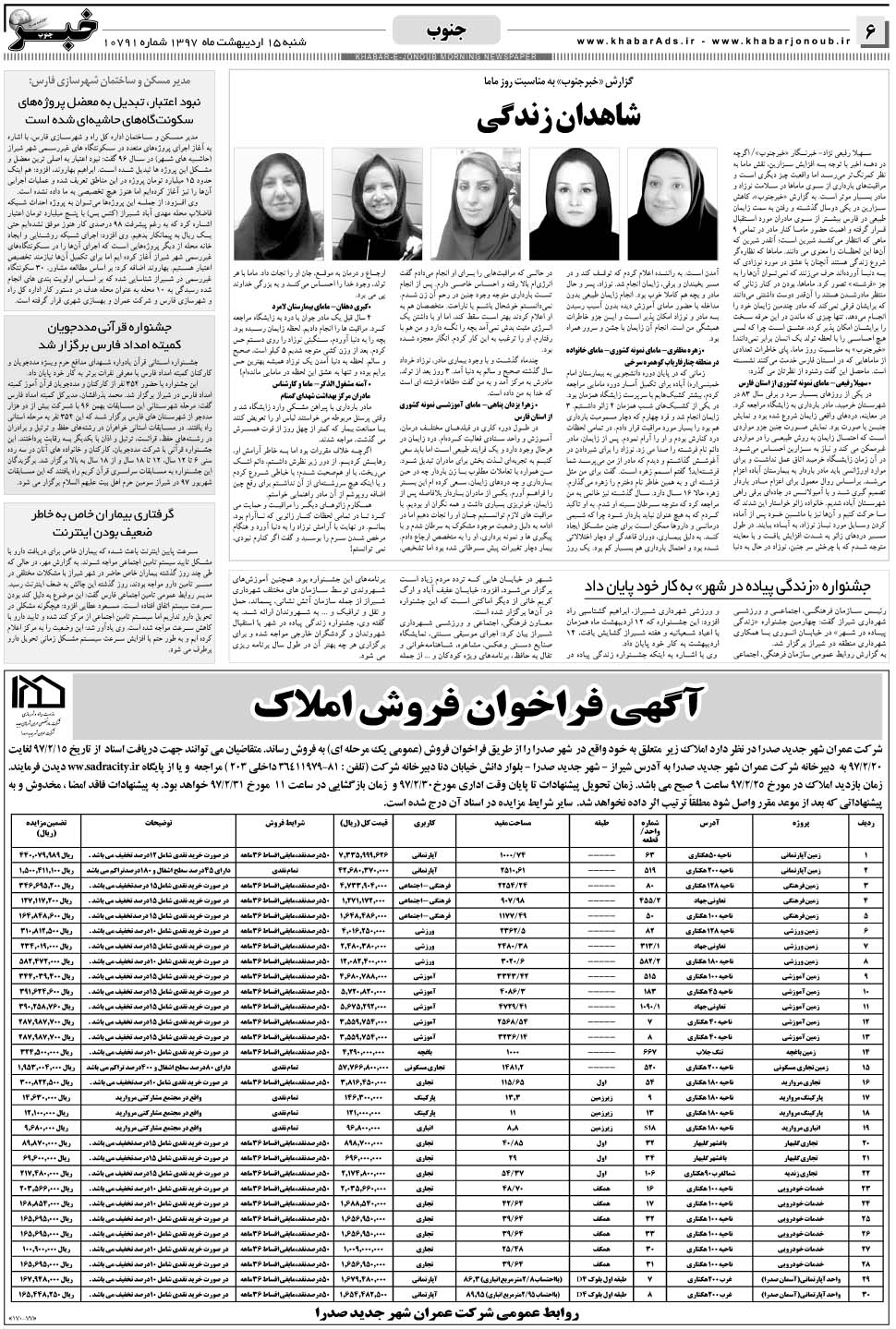 مشاهده صفحه ۶ روزنامه خبرجنوب تاریخ ۱۵  سال ۱۳۹۷