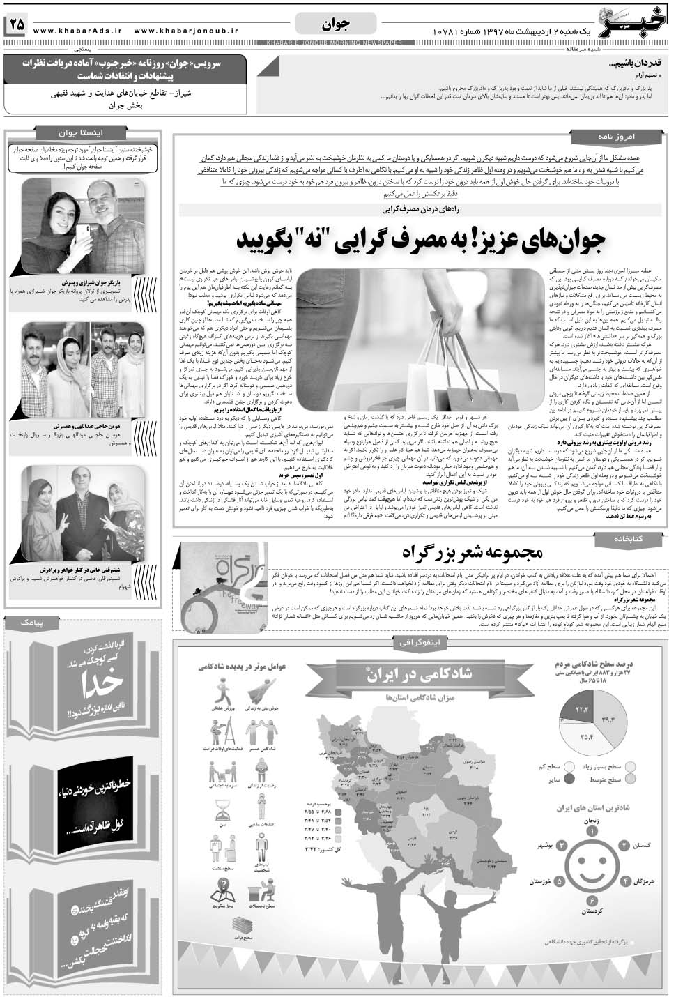 مشاهده صفحه ۲۱ روزنامه خبرجنوب تاریخ ۲  سال ۱۳۹۷