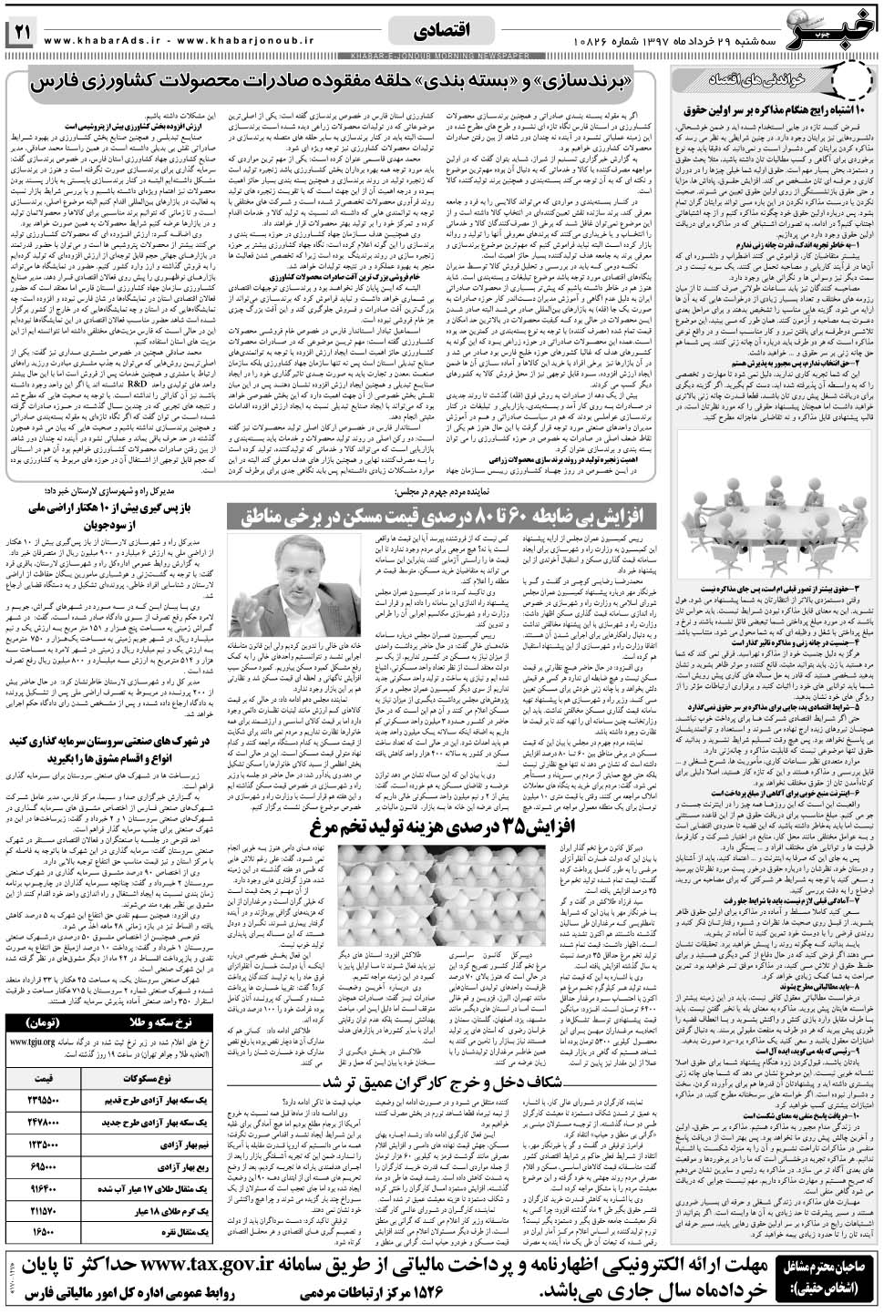 مشاهده صفحه ۲۱ روزنامه خبرجنوب تاریخ ۲۹  سال ۱۳۹۷