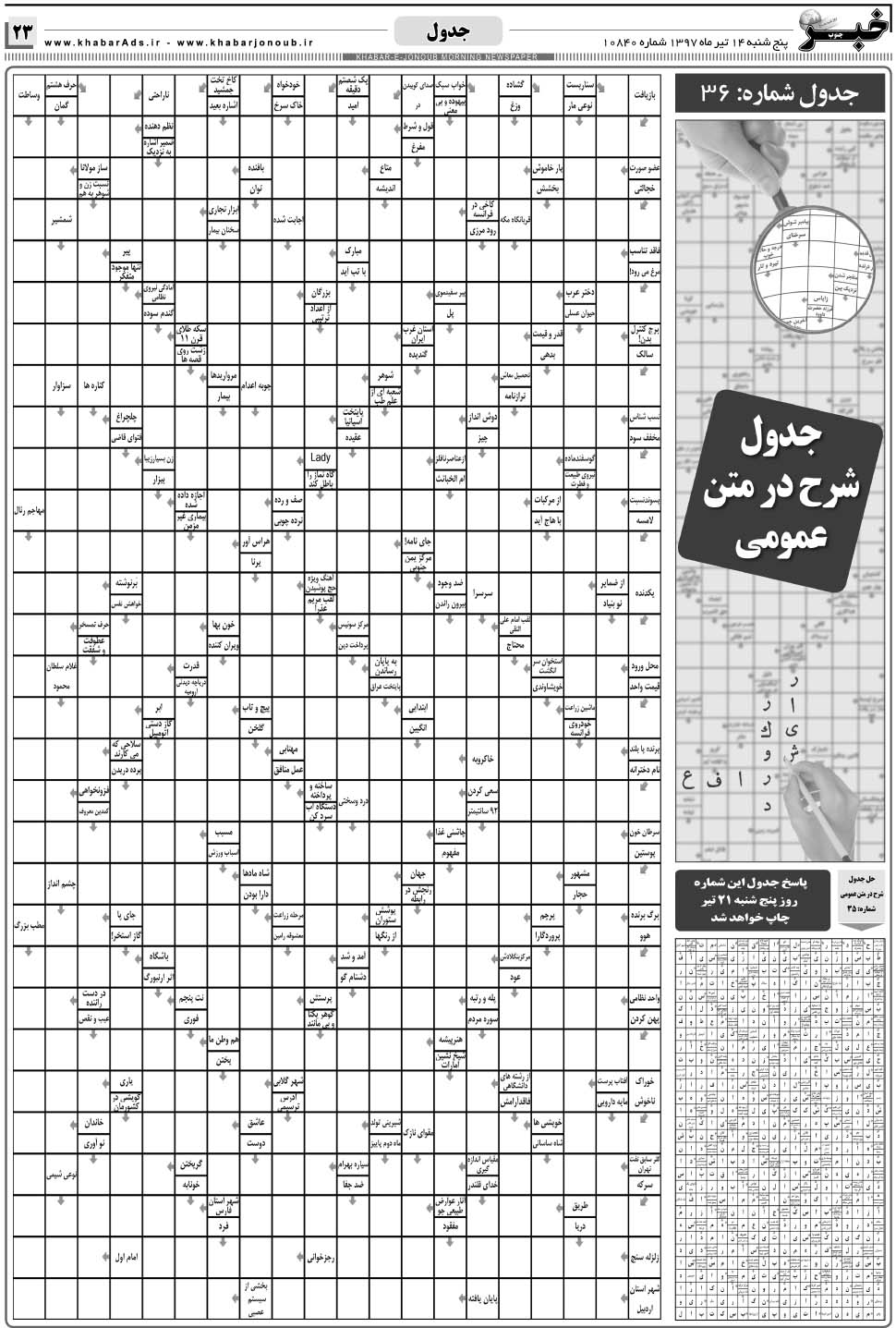 مشاهده صفحه ۲۳ روزنامه خبرجنوب تاریخ ۱۴  سال ۱۳۹۷