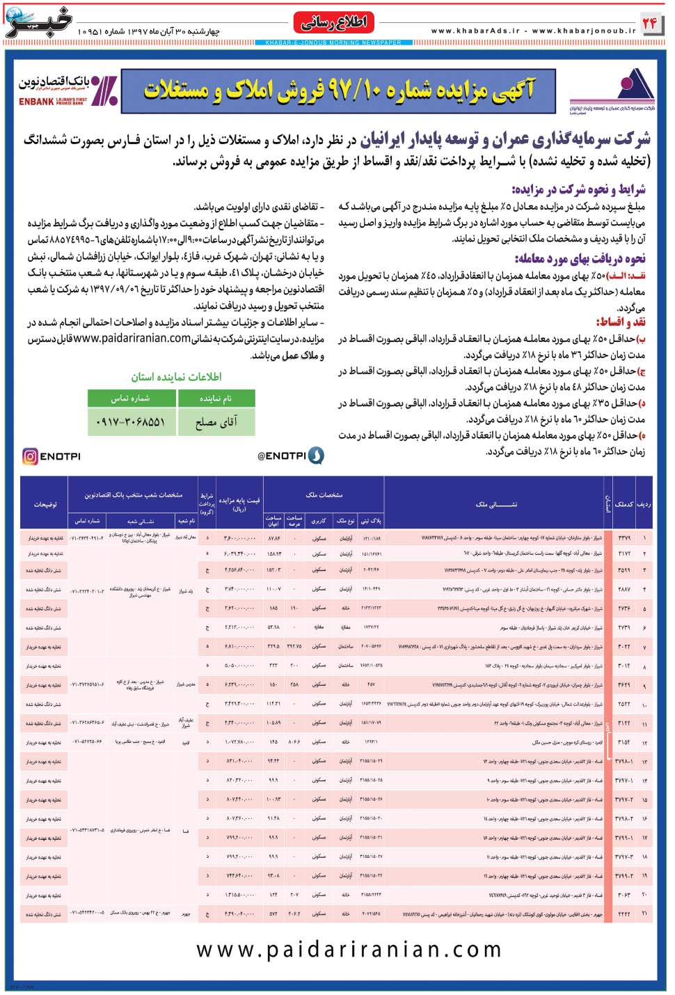 مشاهده صفحه ۲۴ روزنامه خبرجنوب تاریخ ۳۰  سال ۱۳۹۷