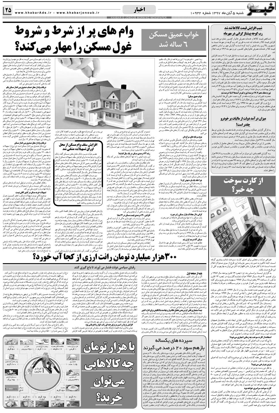 مشاهده صفحه ۲۵ روزنامه خبرجنوب تاریخ ۵  سال ۱۳۹۷