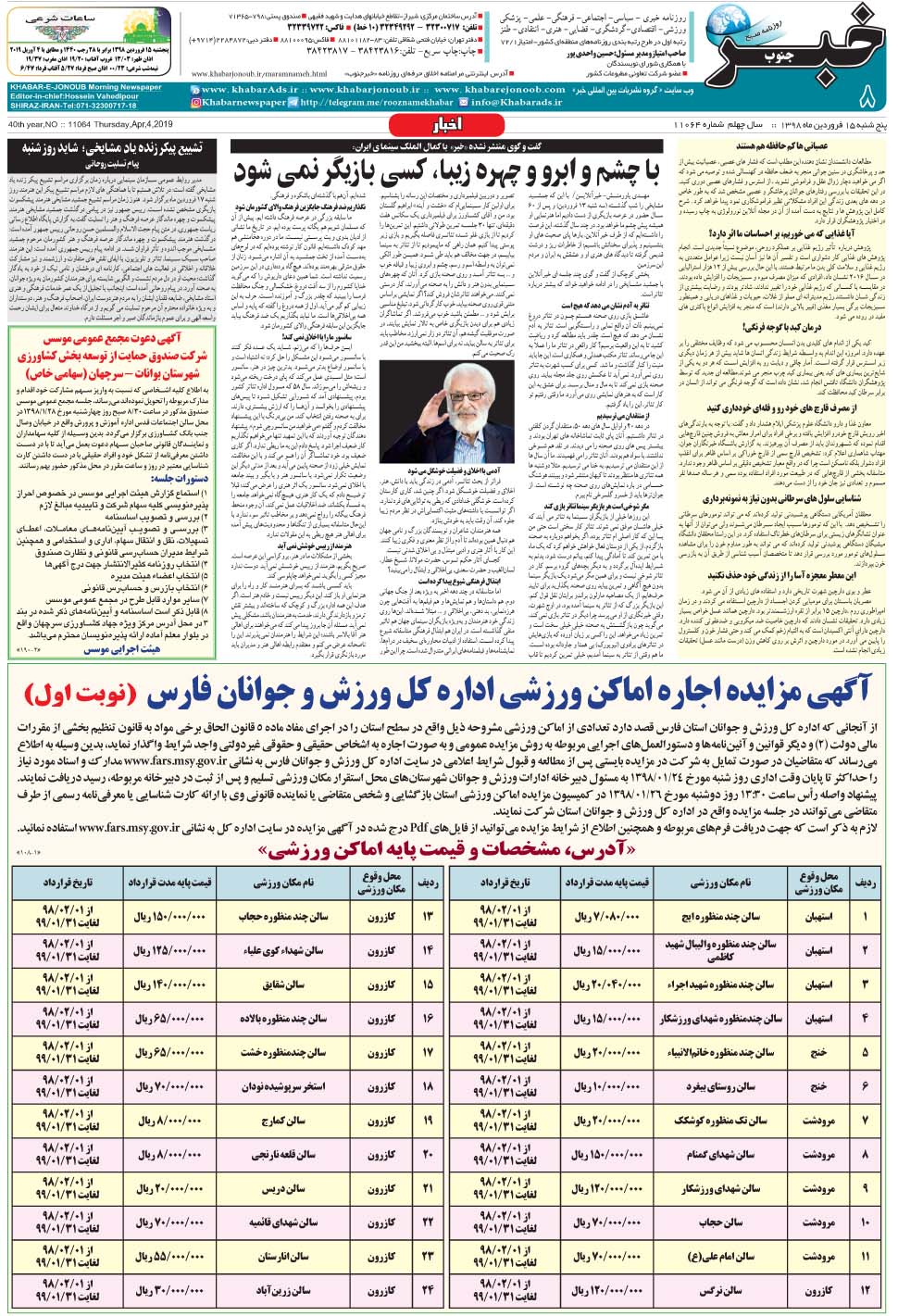مشاهده صفحه ۸ روزنامه خبرجنوب تاریخ ۱۵  سال ۱۳۹۸